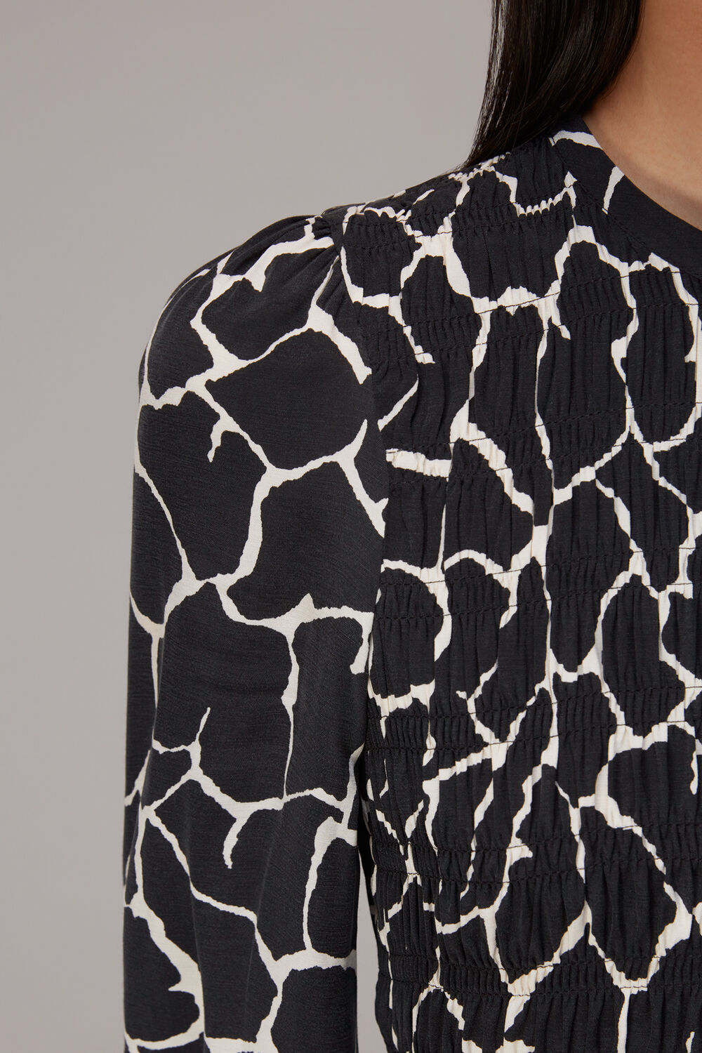 Giraffe Print Shirred Top