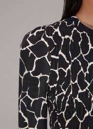 Giraffe Print Shirred Top