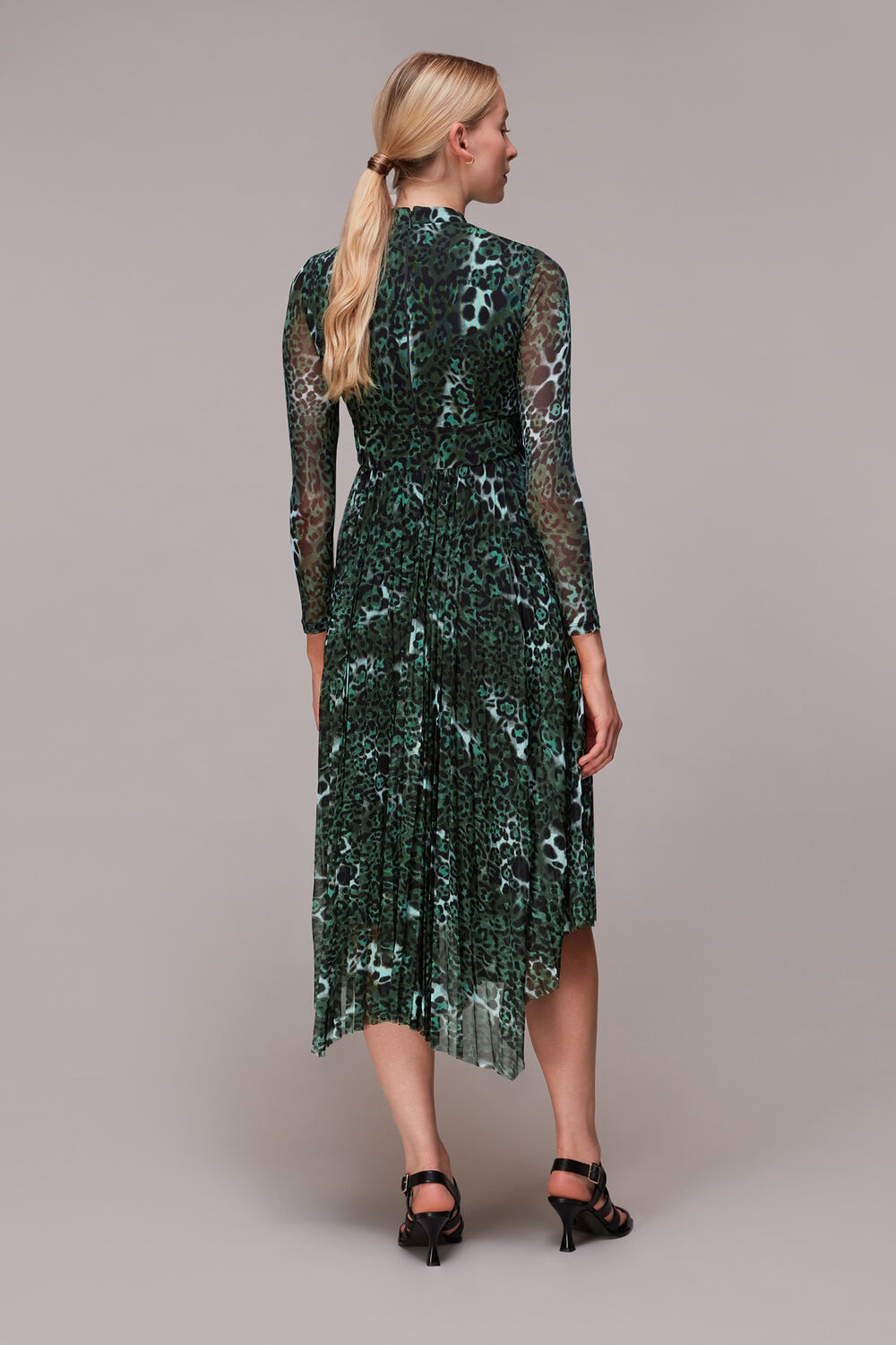Night Cat Pleated Mesh Dress