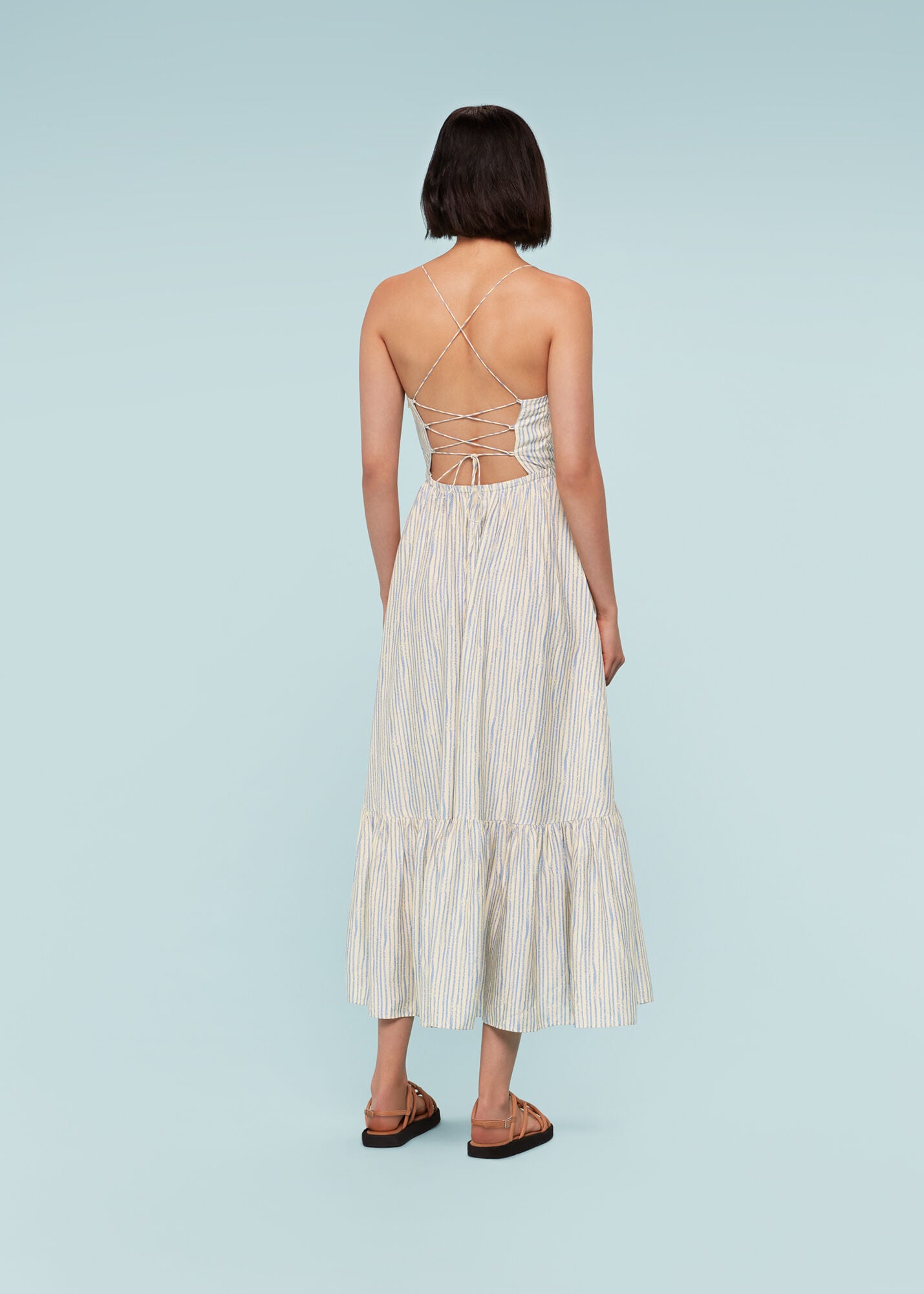 EtoilesエトワールLumière Pastel Stripeワンピ Blue/Multi Pastel Stripe Silk Mix Dress | WHISTLES | Whistles US |