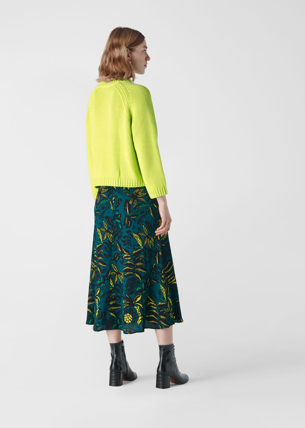 Green/Multi Assorted Leaves Print Skirt | WHISTLES