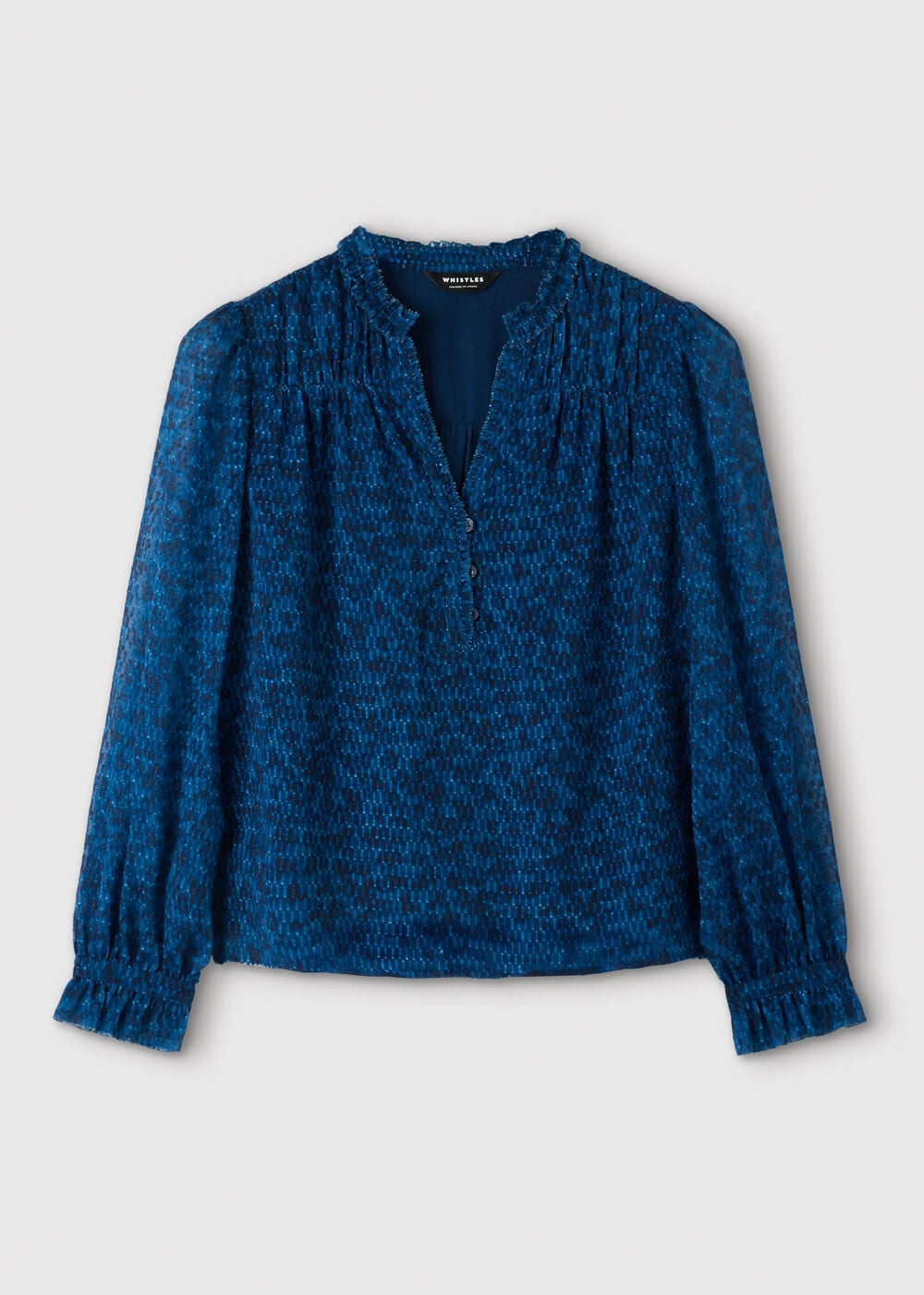 Floral Textured V Neck Blouse