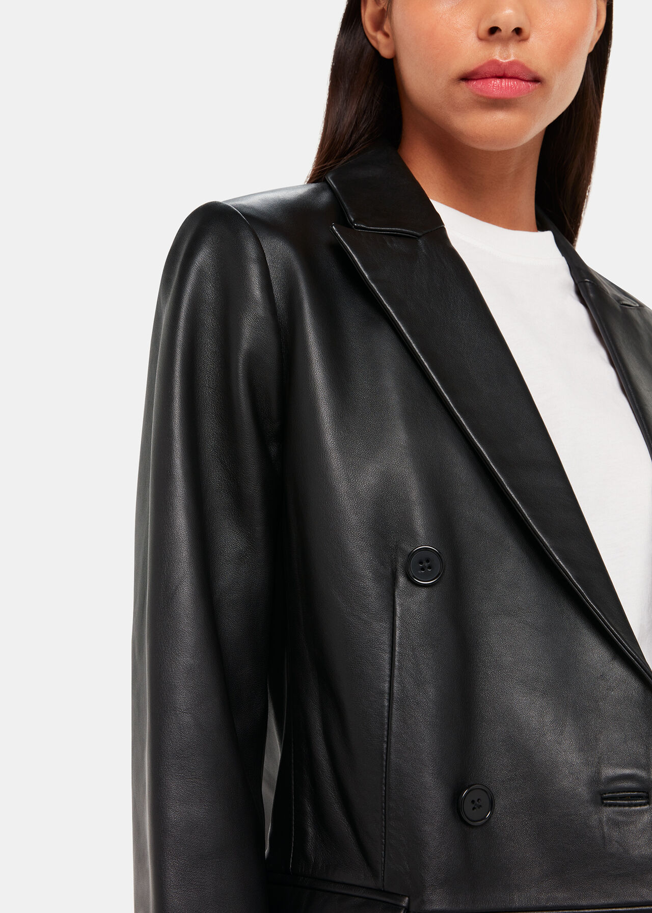 Aliza Waisted Leather Blazer