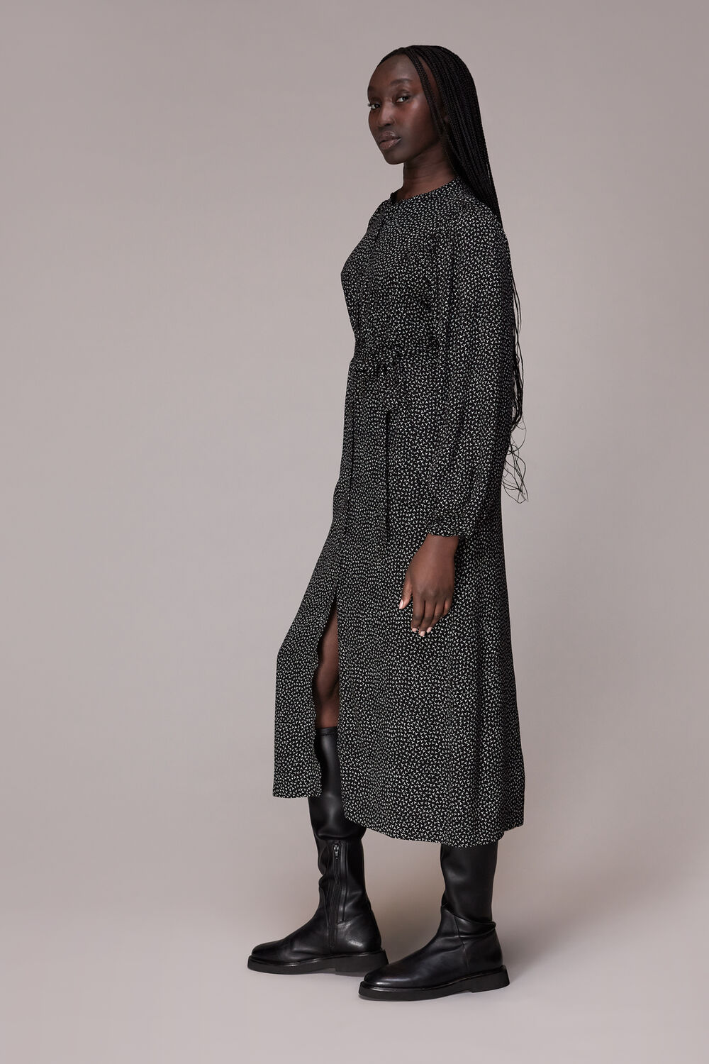 Scattered Y Print Midi Dress
