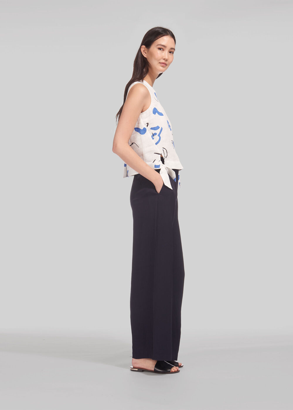 Wide Leg Pocket Trouser Navy