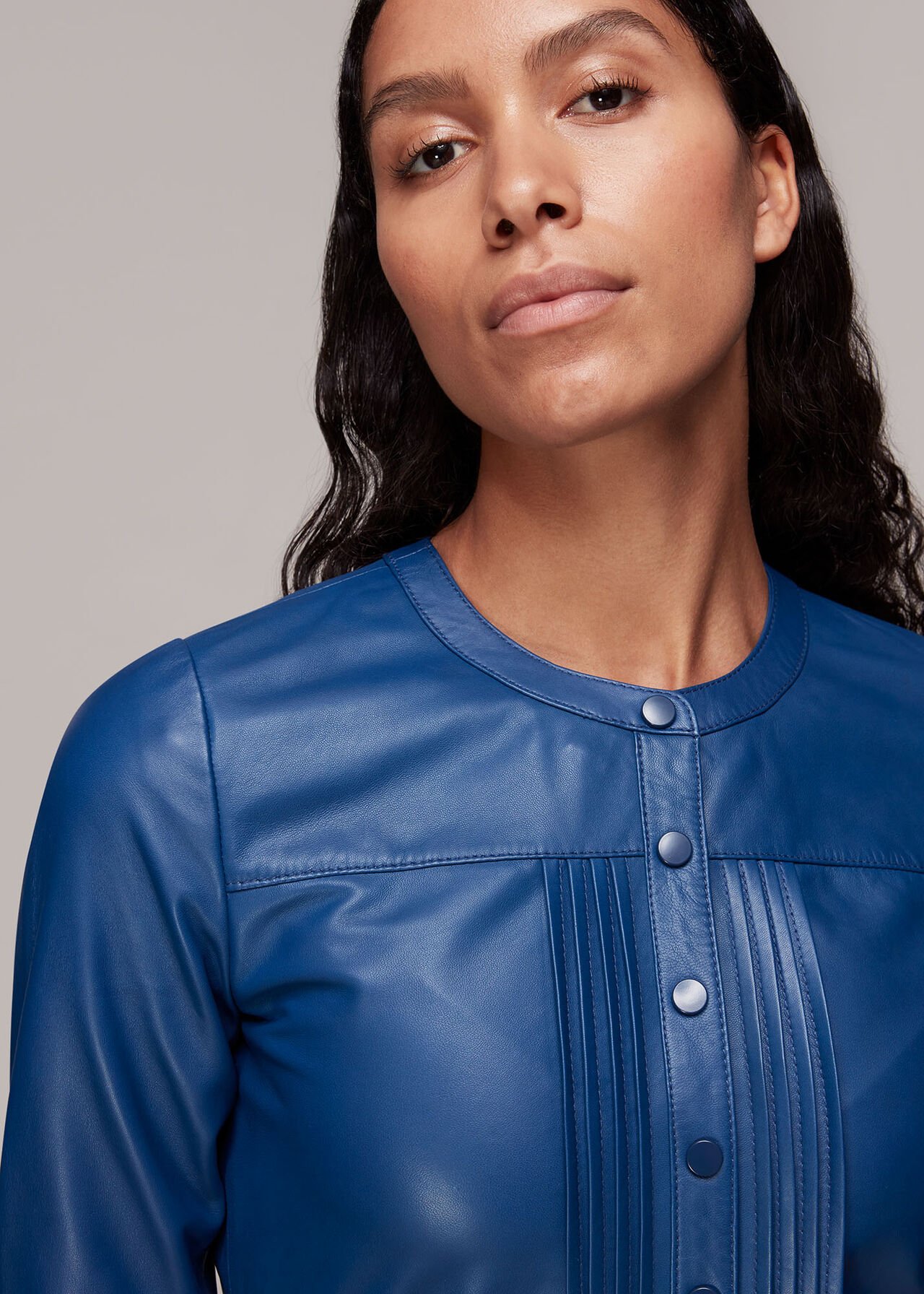 Pintuck Leather Midi Dress