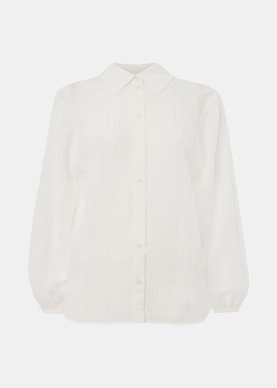 White Textured Relaxed Viscose Shirt