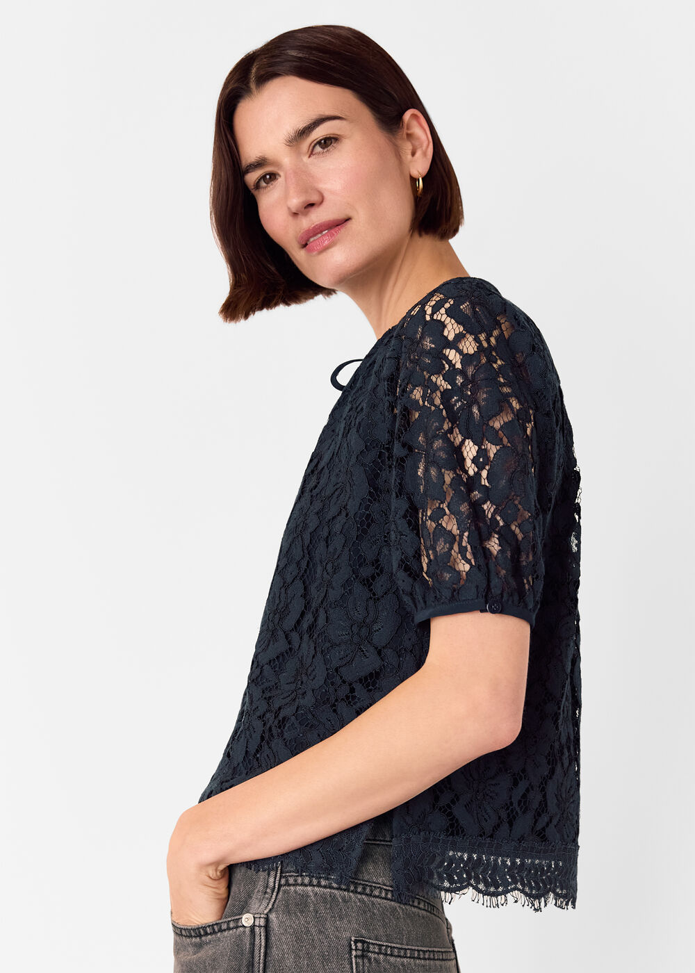 Lace Tie Detail Blouse