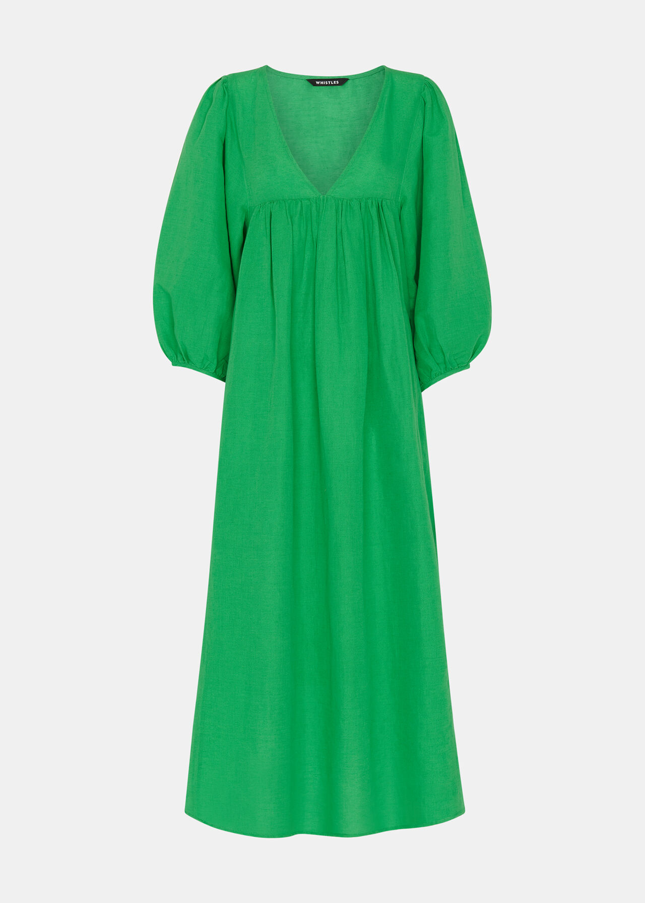 Green Gloria Linen Blend Dress | WHISTLES