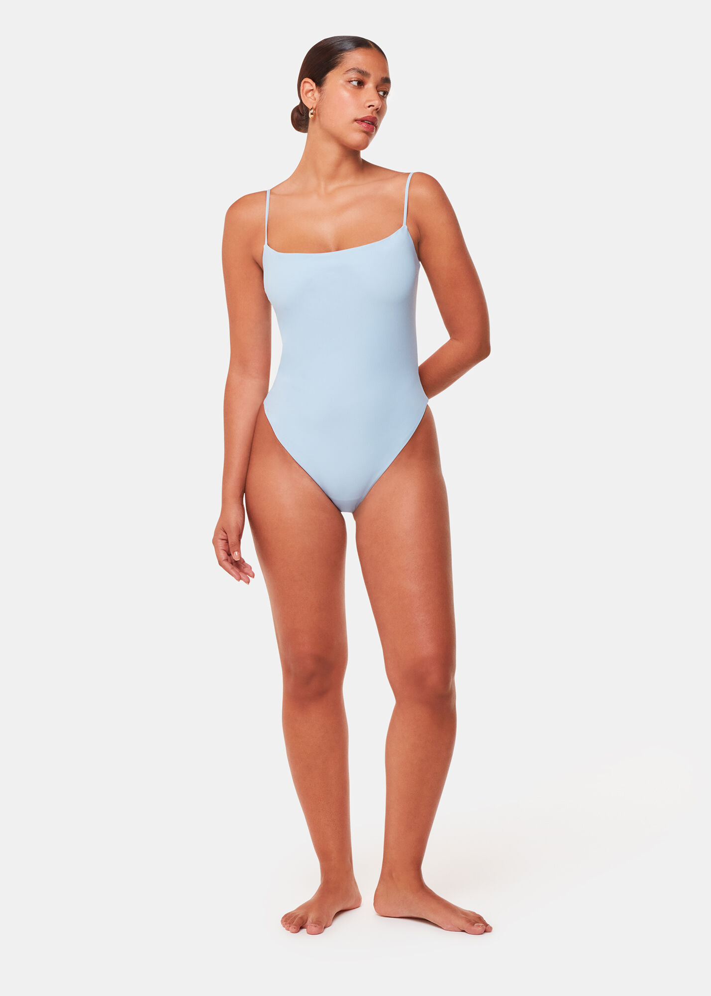 Pale Blue Open Back Swimsuit WHISTLES