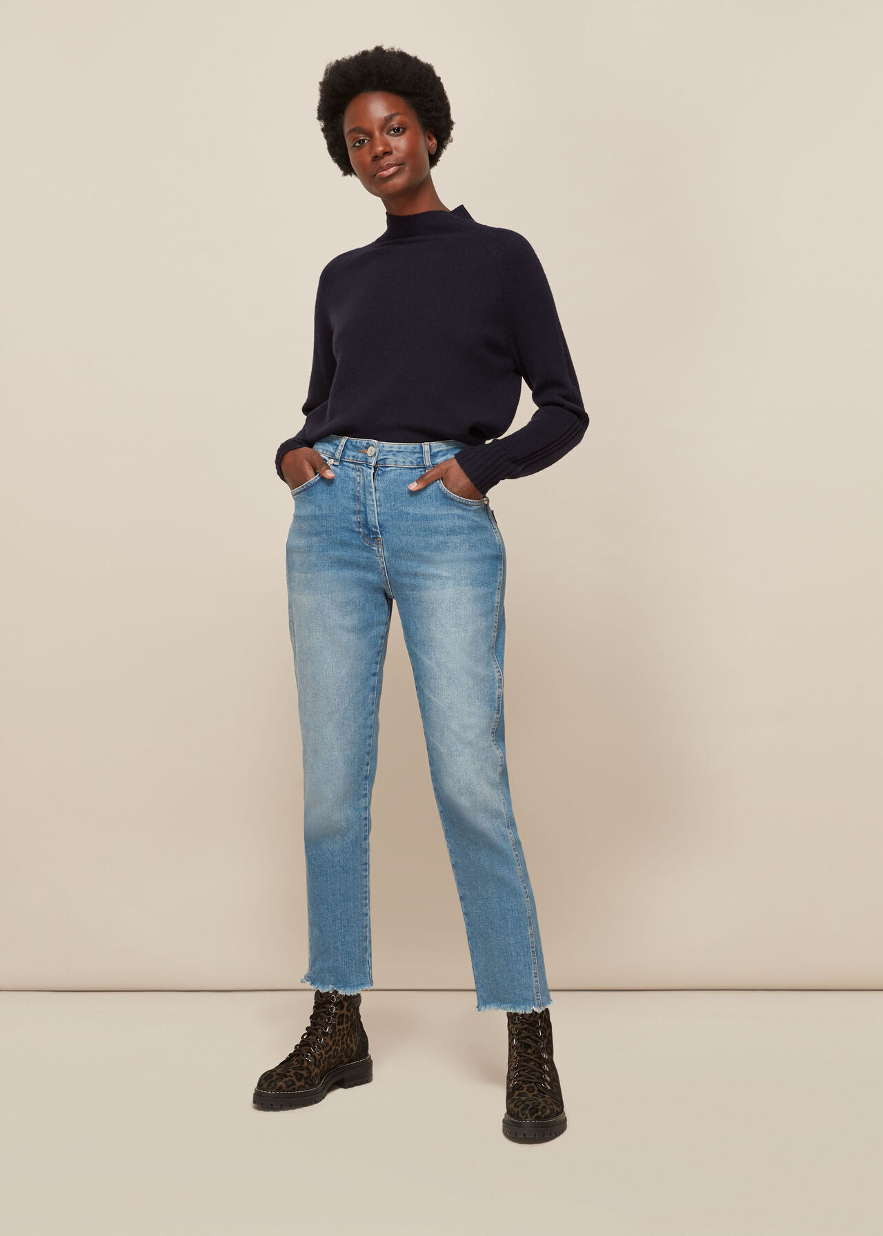 Black Slim Frayed Detail Jean, WHISTLES