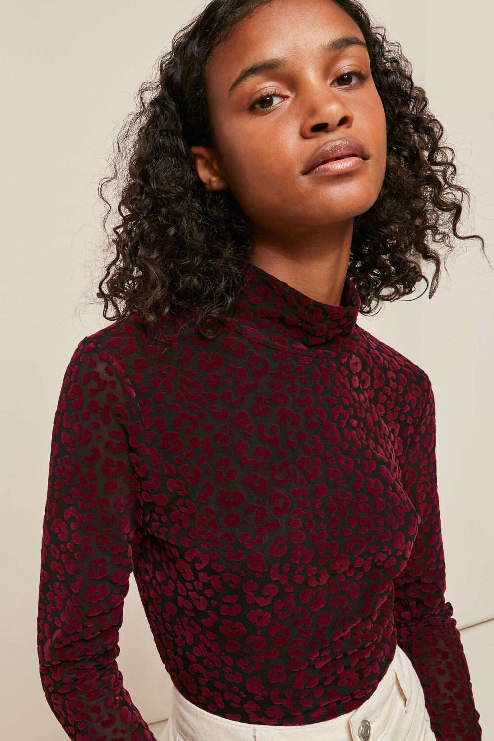 Flocked Animal Mesh Top