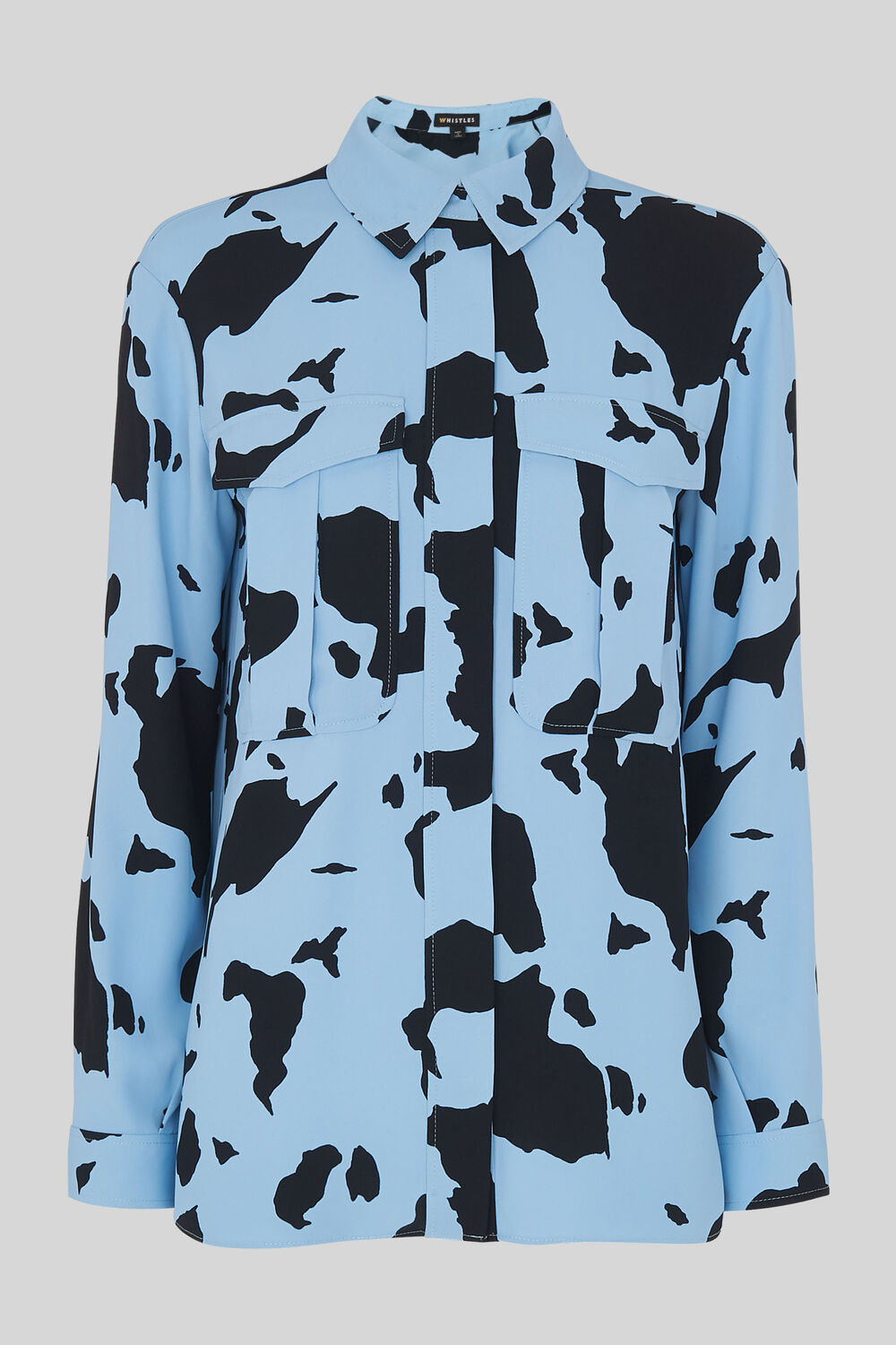 Cow Print Military Shirt Blue/Multi