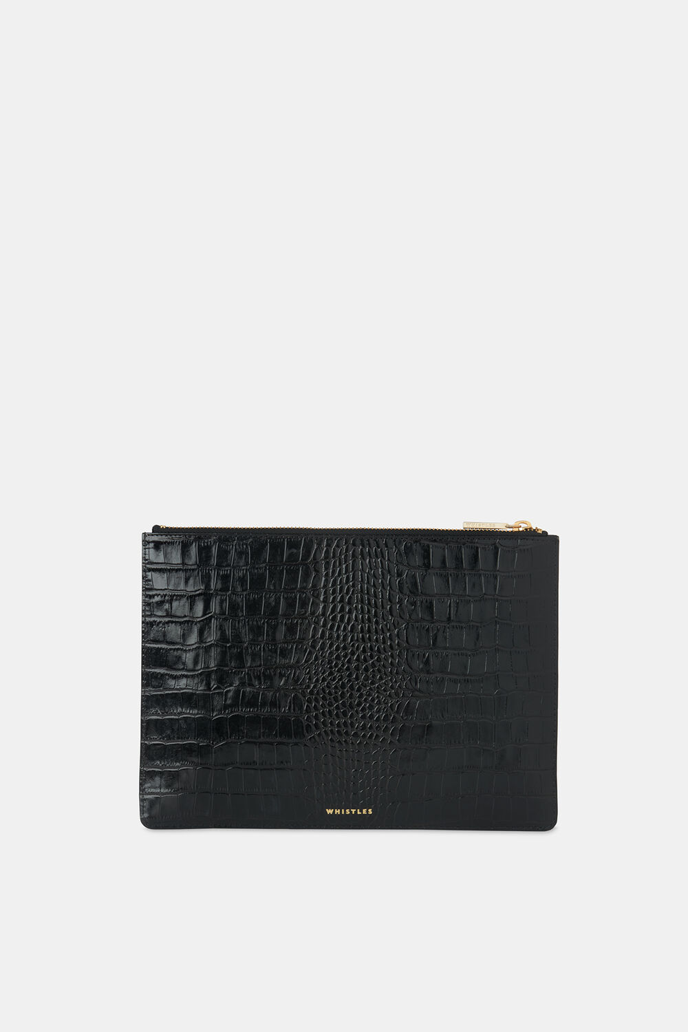 Black Shiny Croc Medium Clutch