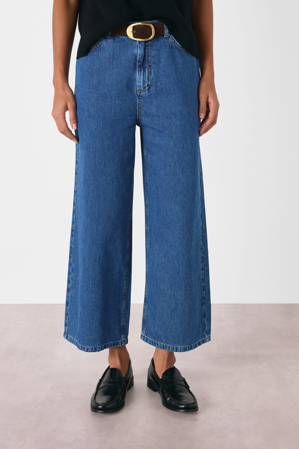 Denim Wide Leg Cropped Jean