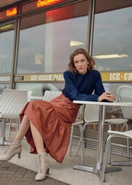 Belted Leather Skirt Toffee