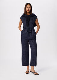 Grid Print Sleeveless Jumpsuit