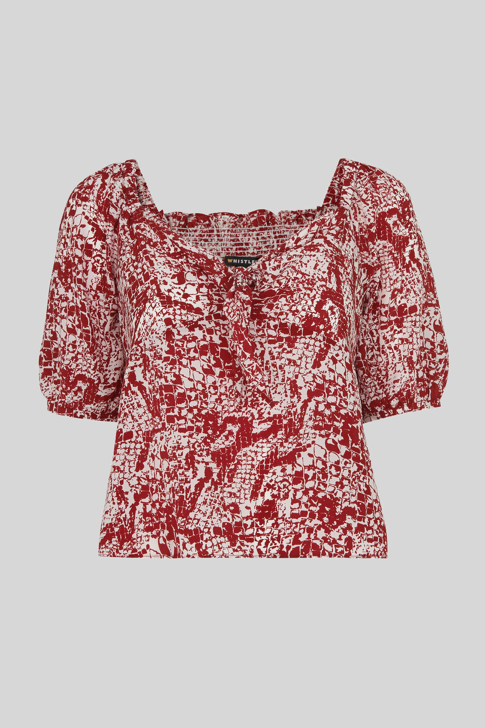 Snake Print Silk Top Red/Multi