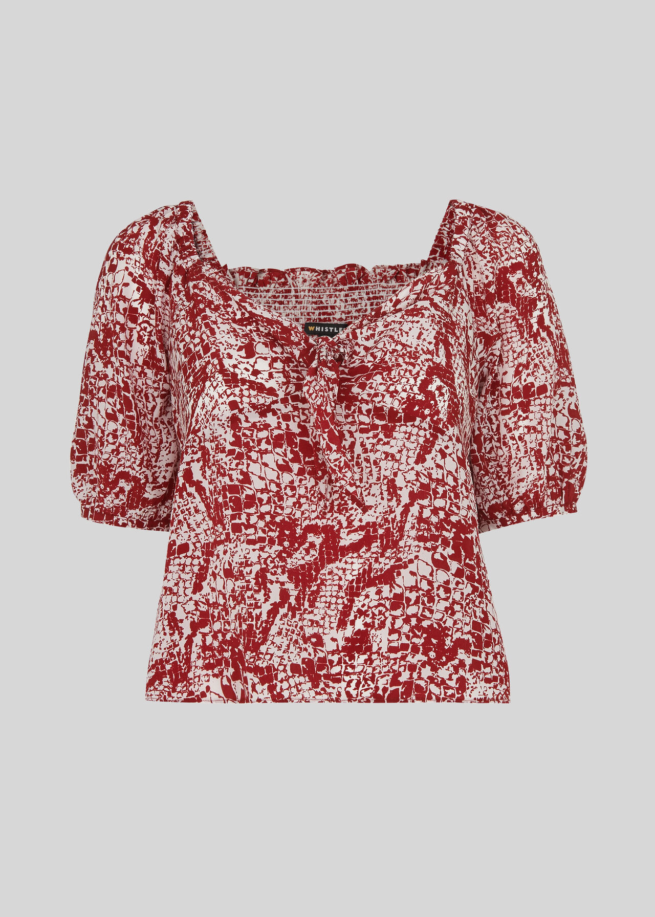 Snake Print Silk Top Red/Multi