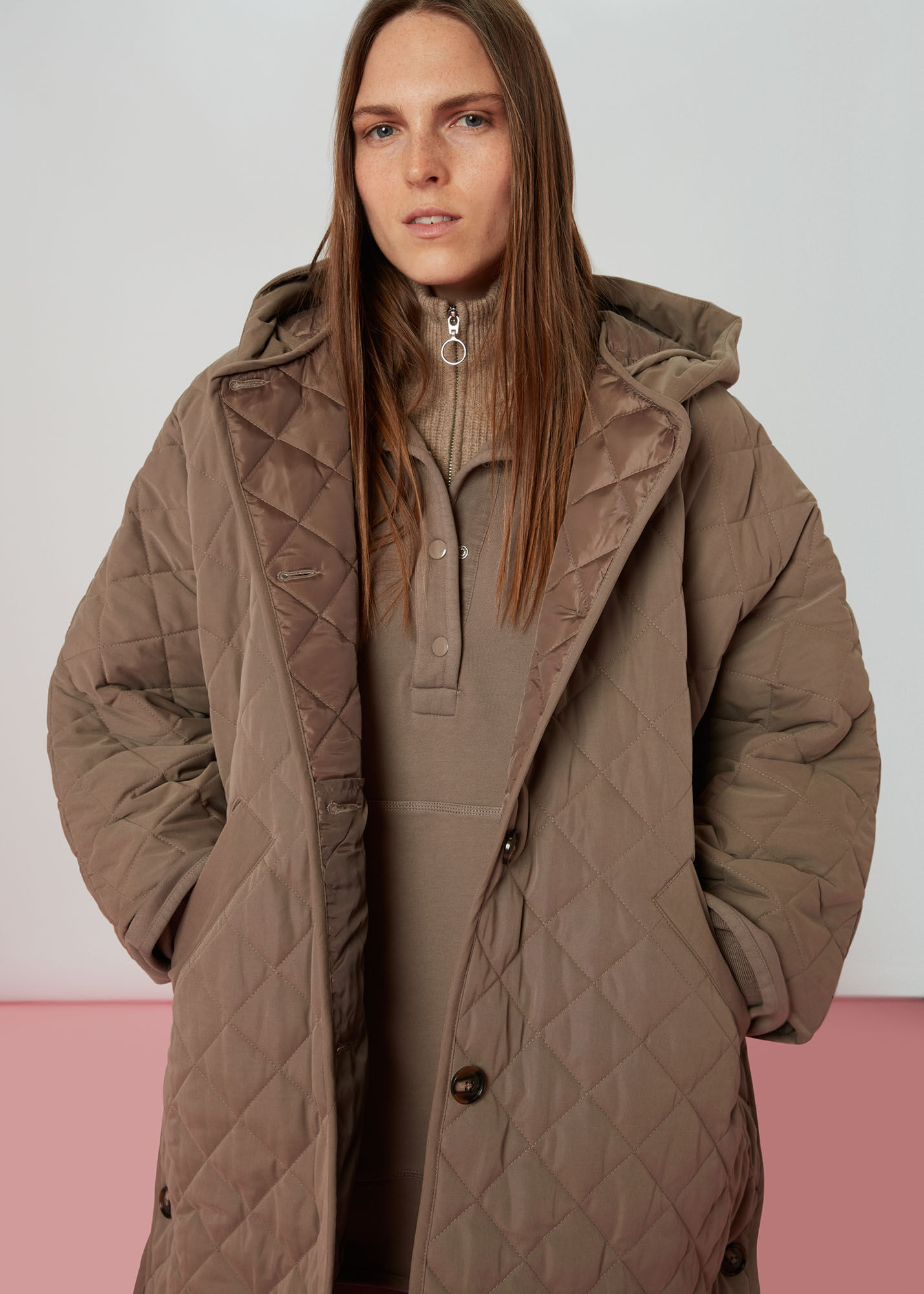 Taupe padded coat new arrivals