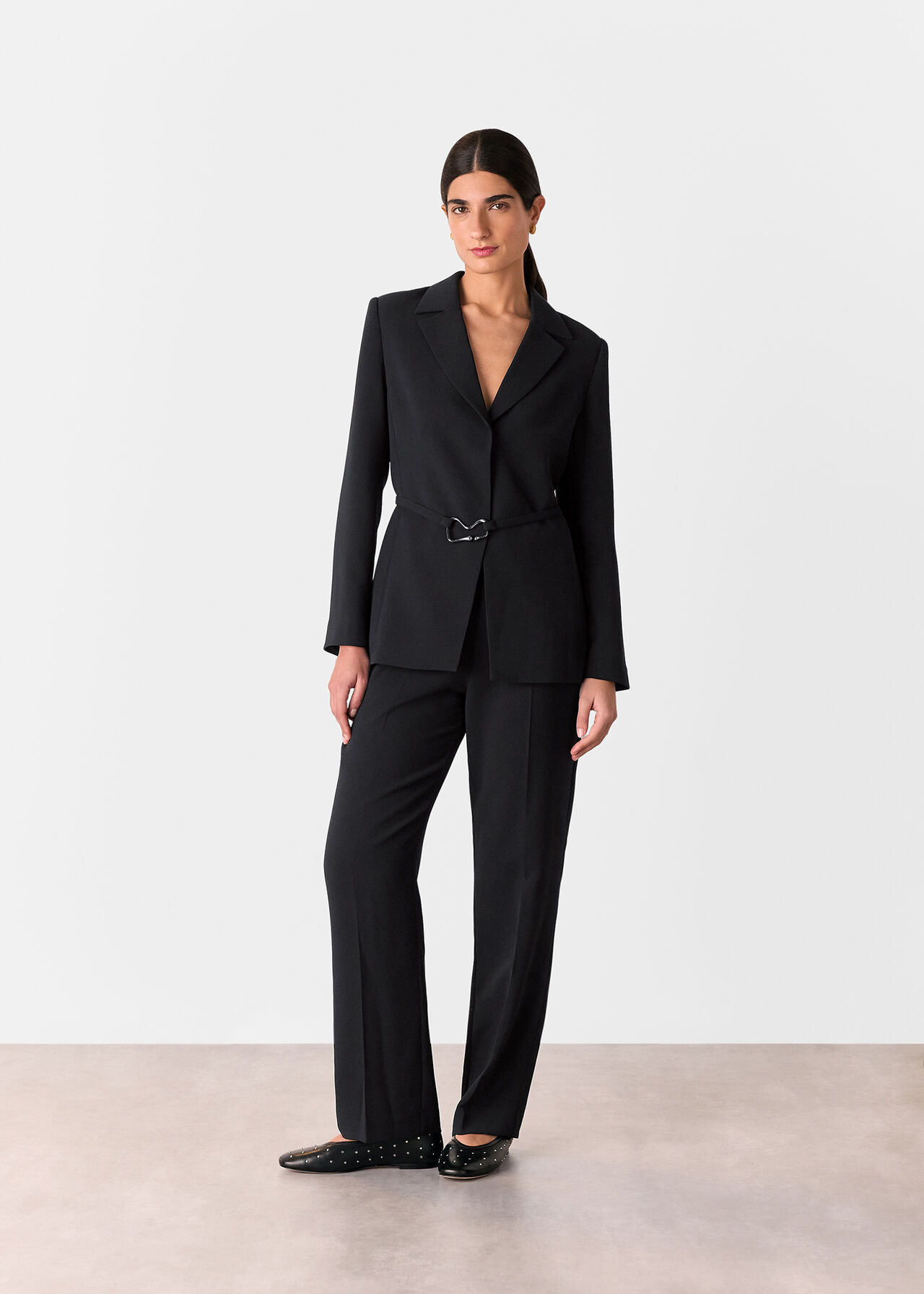 Corinna Belted Crepe Blazer
