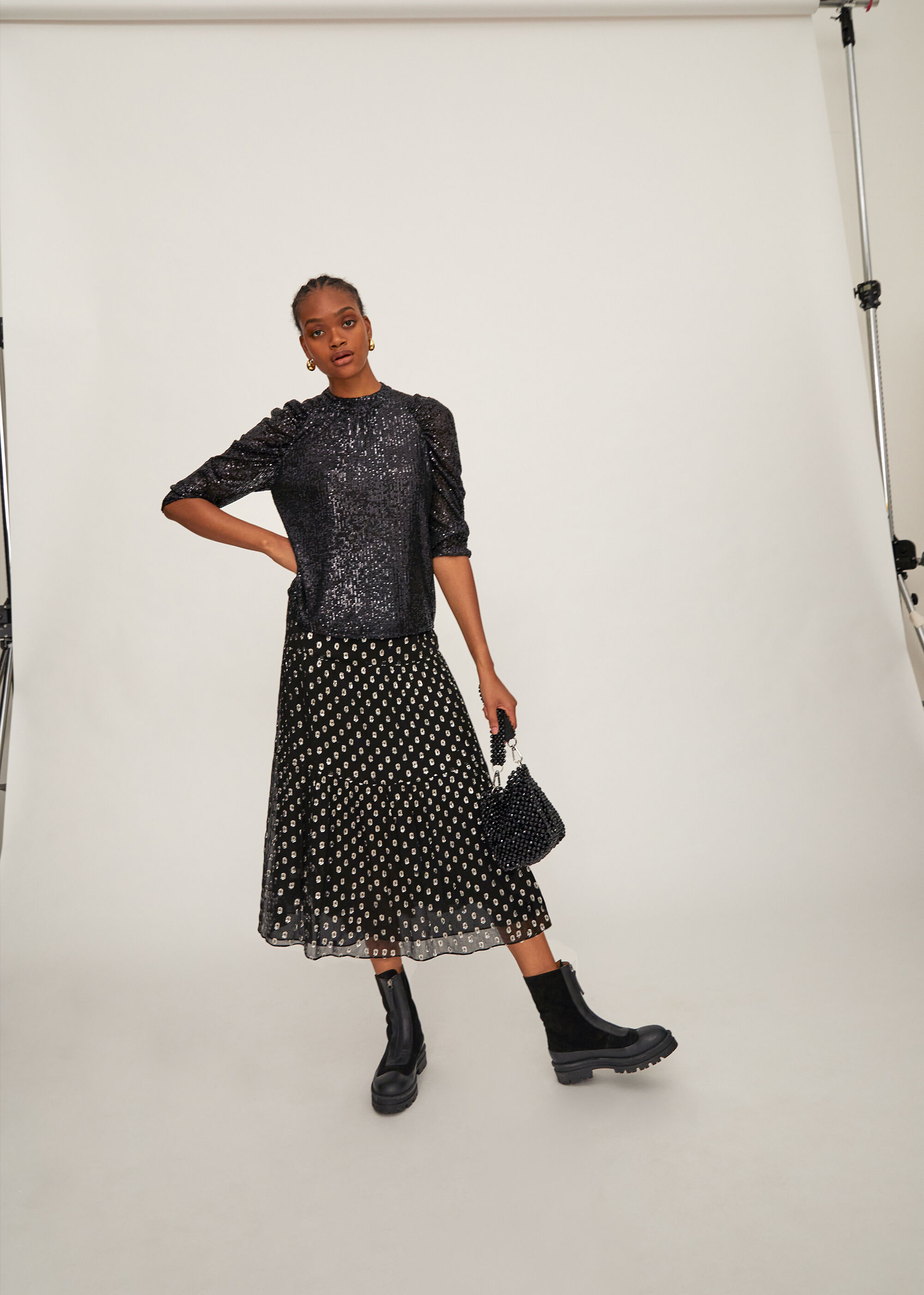 Metallic Dobby Skirt | WHISTLES | Whistles