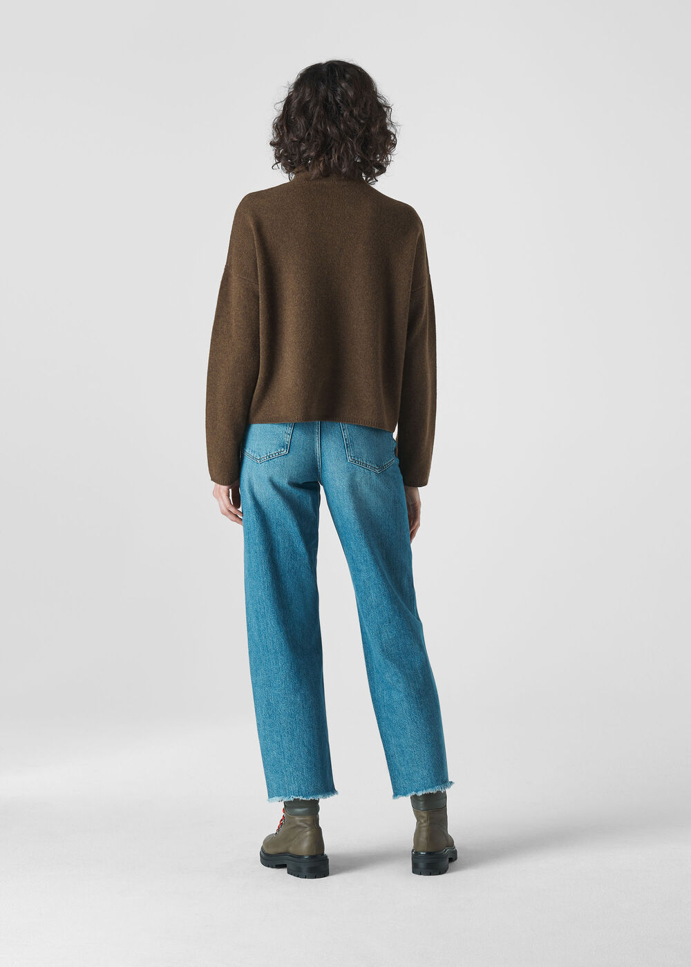 Soft Roll Neck Wool Sweater Khaki