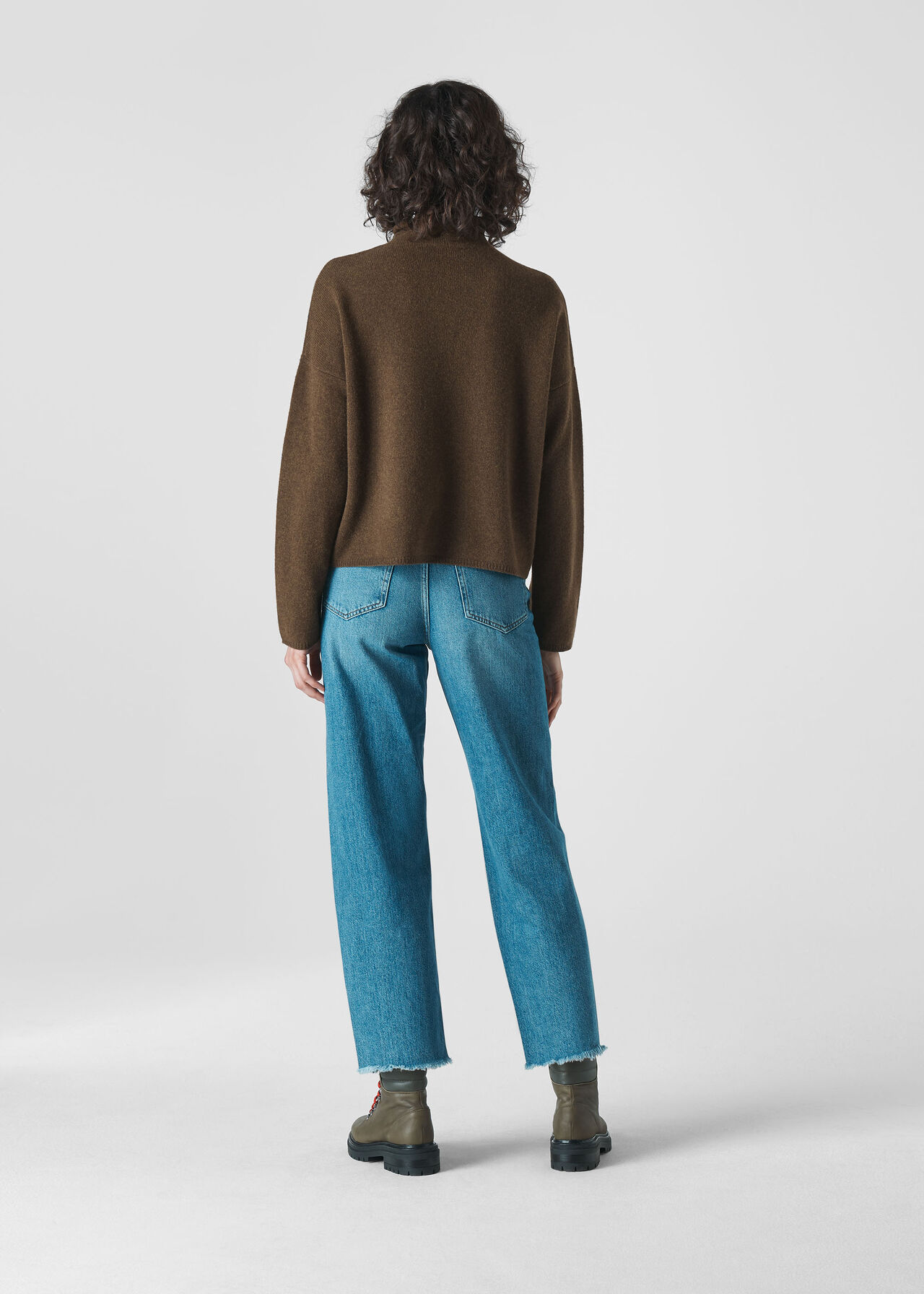 Soft Roll Neck Wool Sweater Khaki
