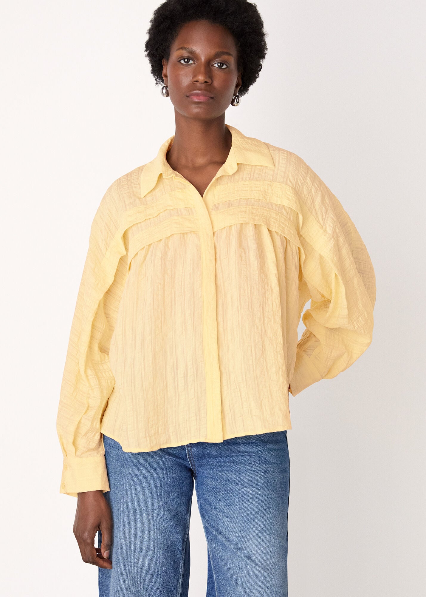 Butter Textured Frill Detail Blouse | WHISTLES | Whistles US |
