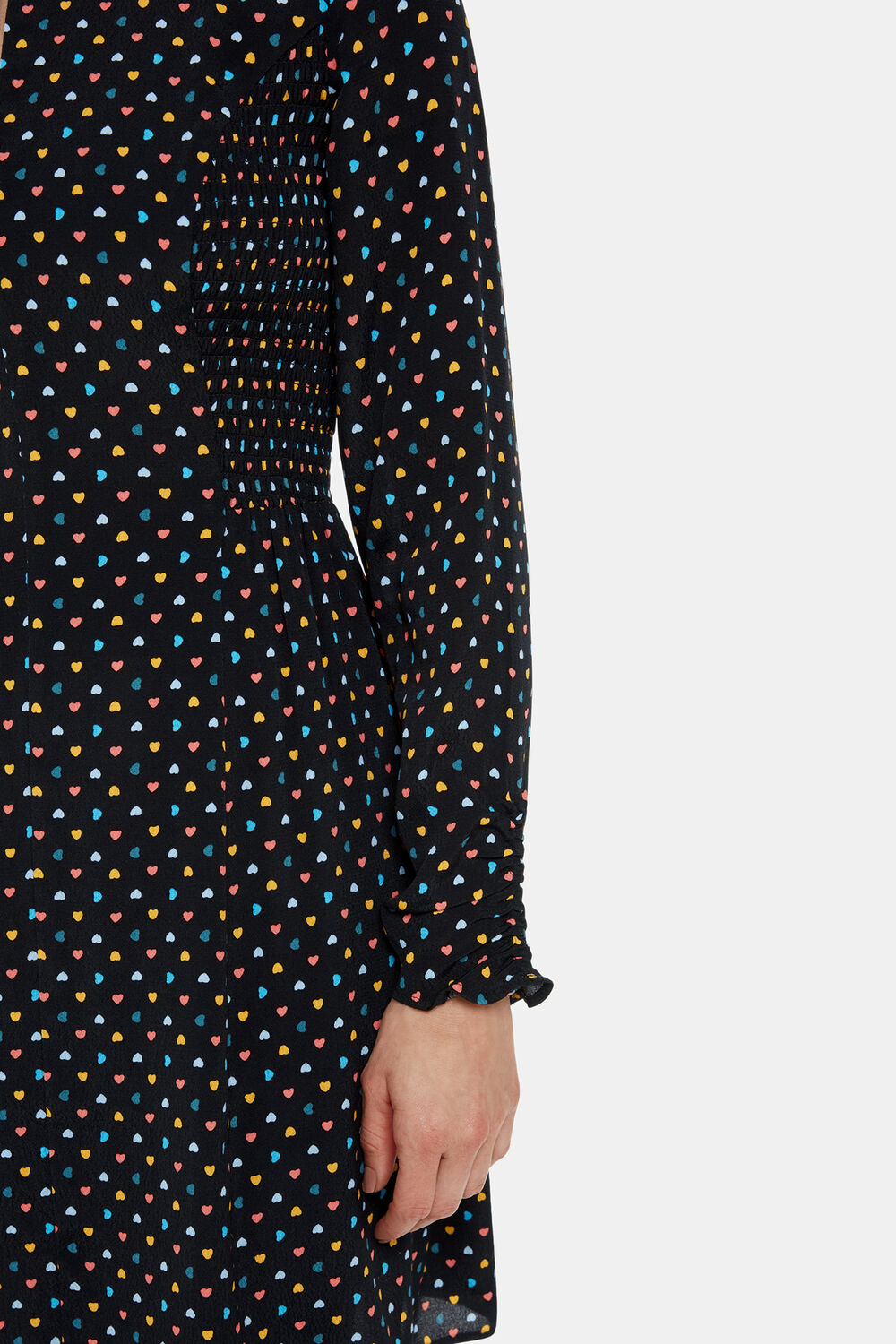 Black Petite Scattered Hearts Flippy Dress