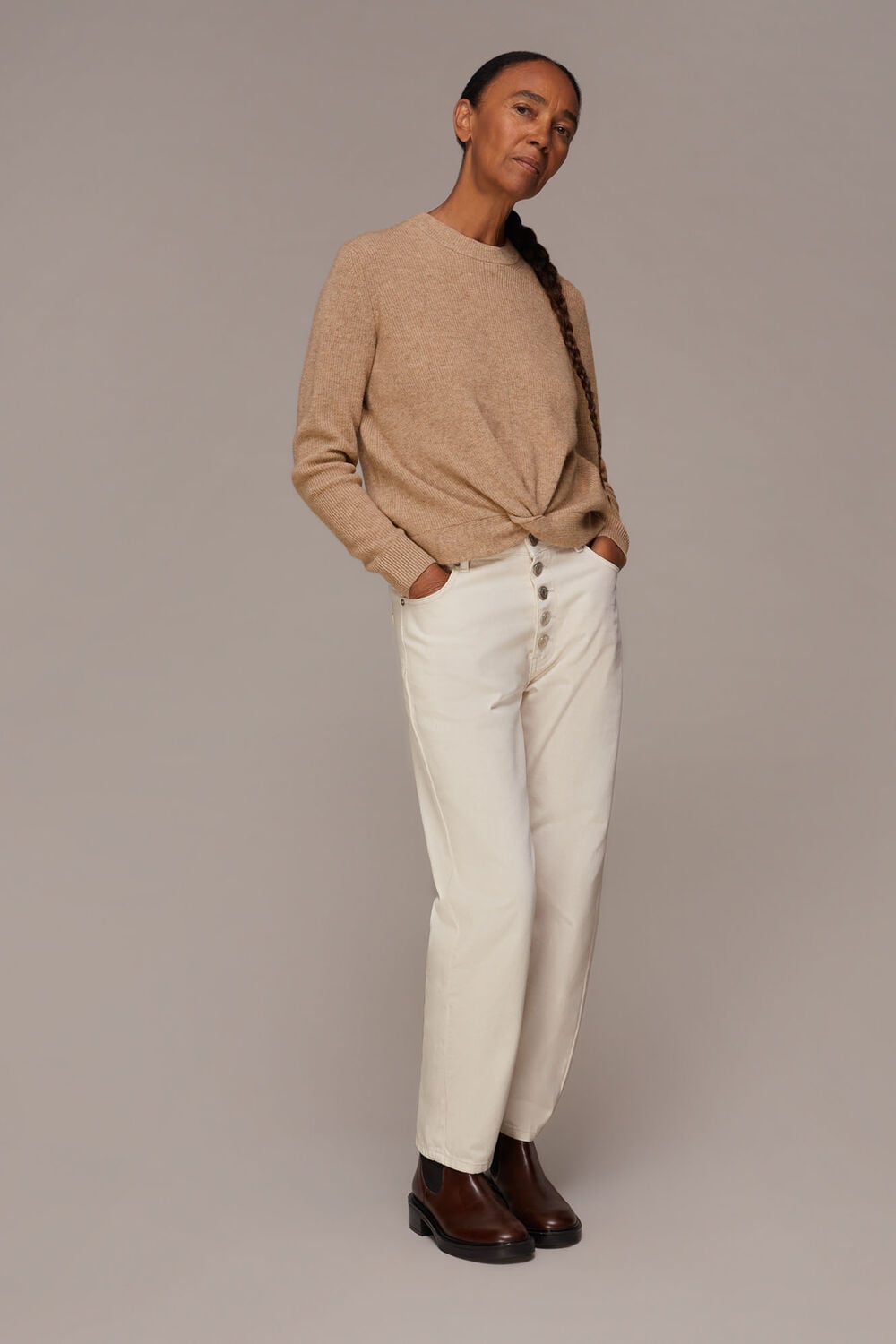 Twist Front Wool Cashmere Knit