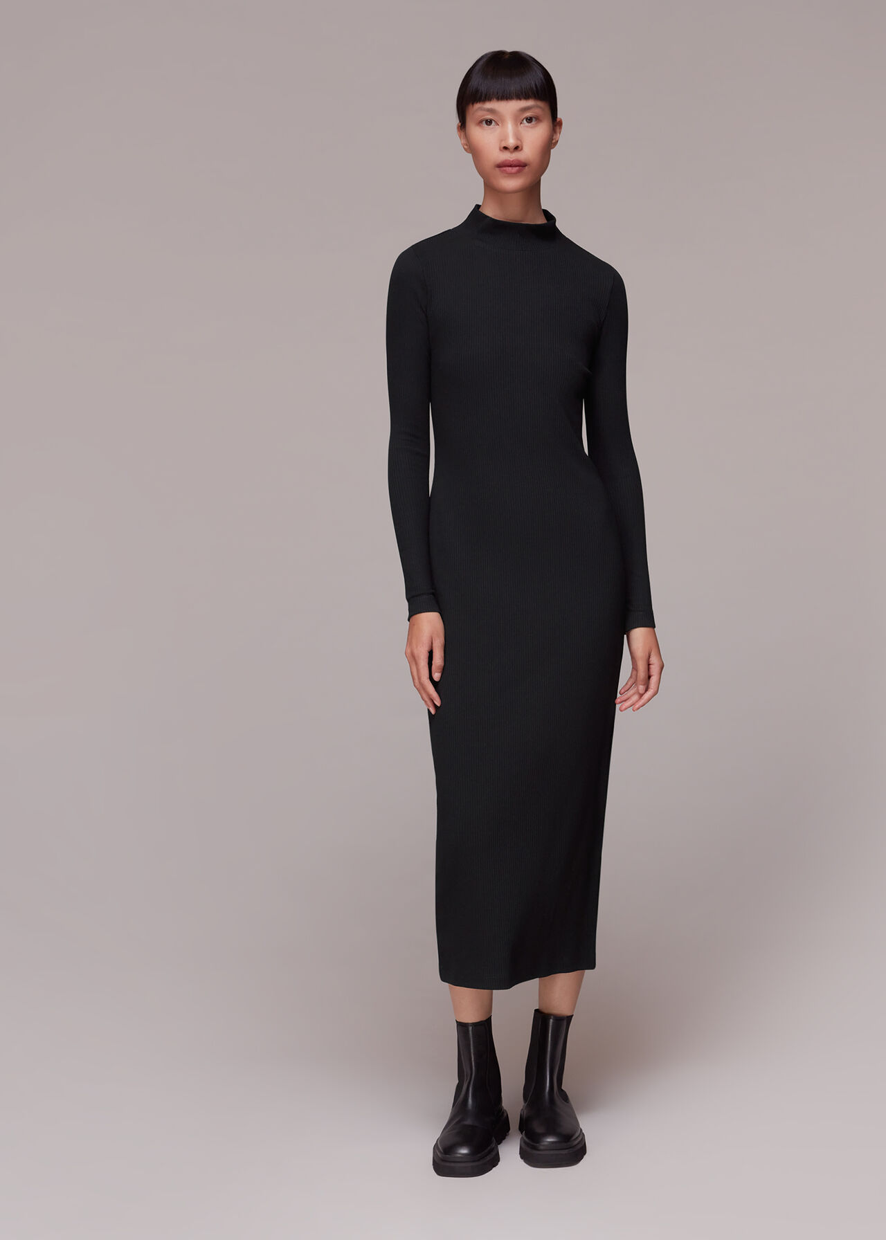 Black Rib Polo Jersey Dress, WHISTLES