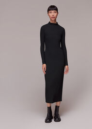 Black Rib Polo Jersey Dress | WHISTLES