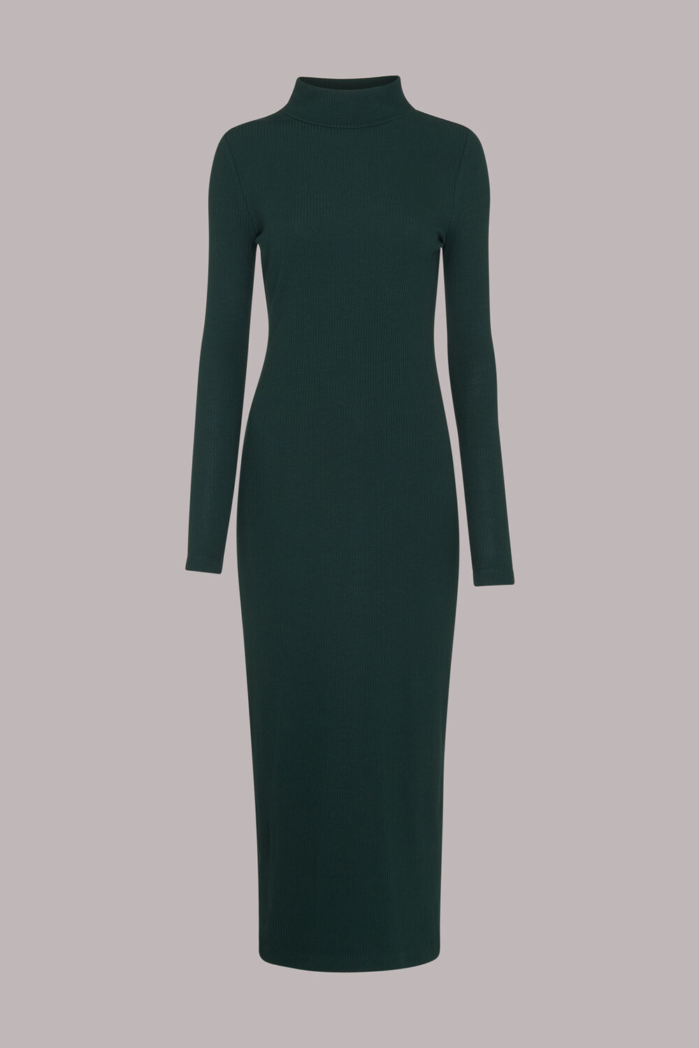 Dark Green Rib Polo Jersey Dress
