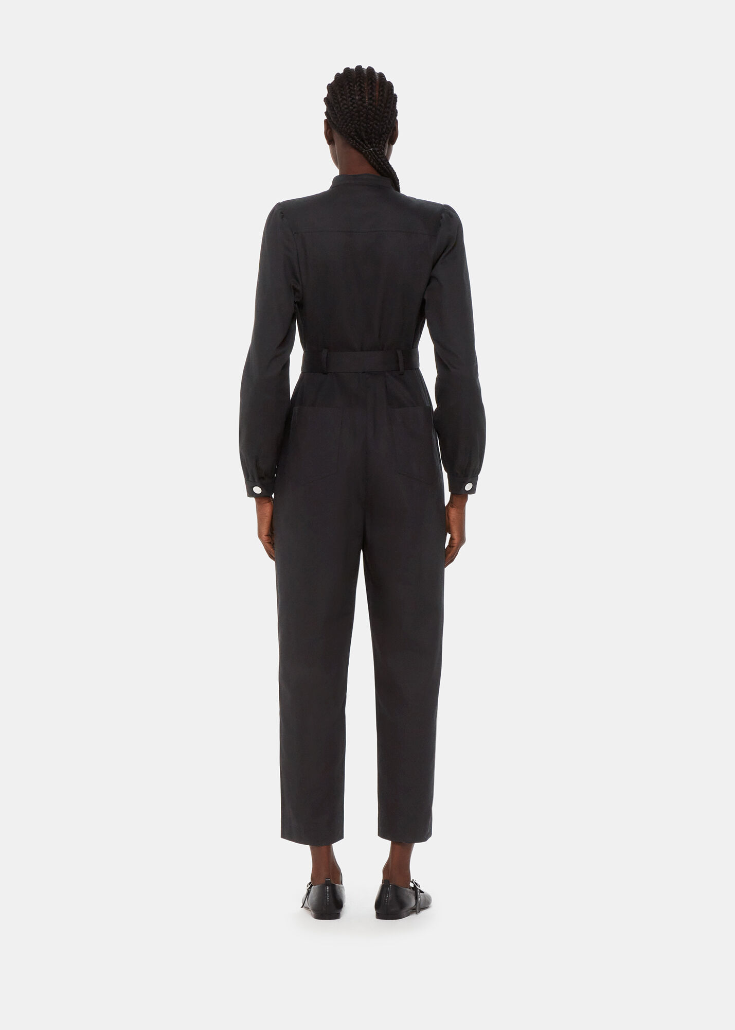 Black Long Sleeve Button Front Jumpsuit | Whistles UK | Whistles UK |