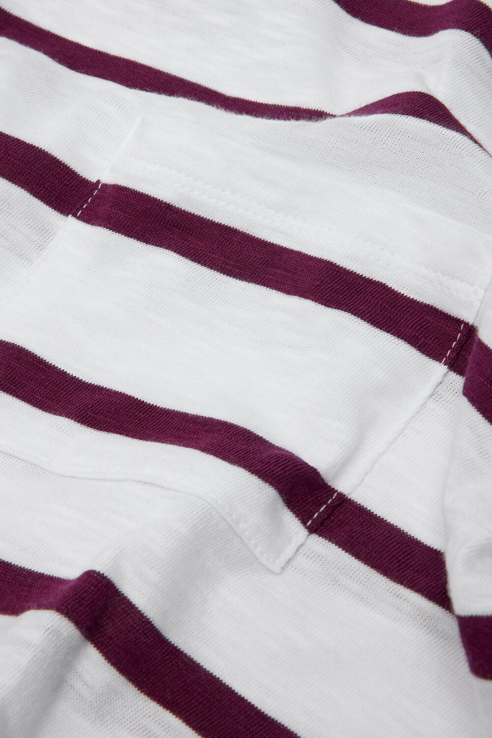 Burgundy Stripe Crew Neck Pocket Top
