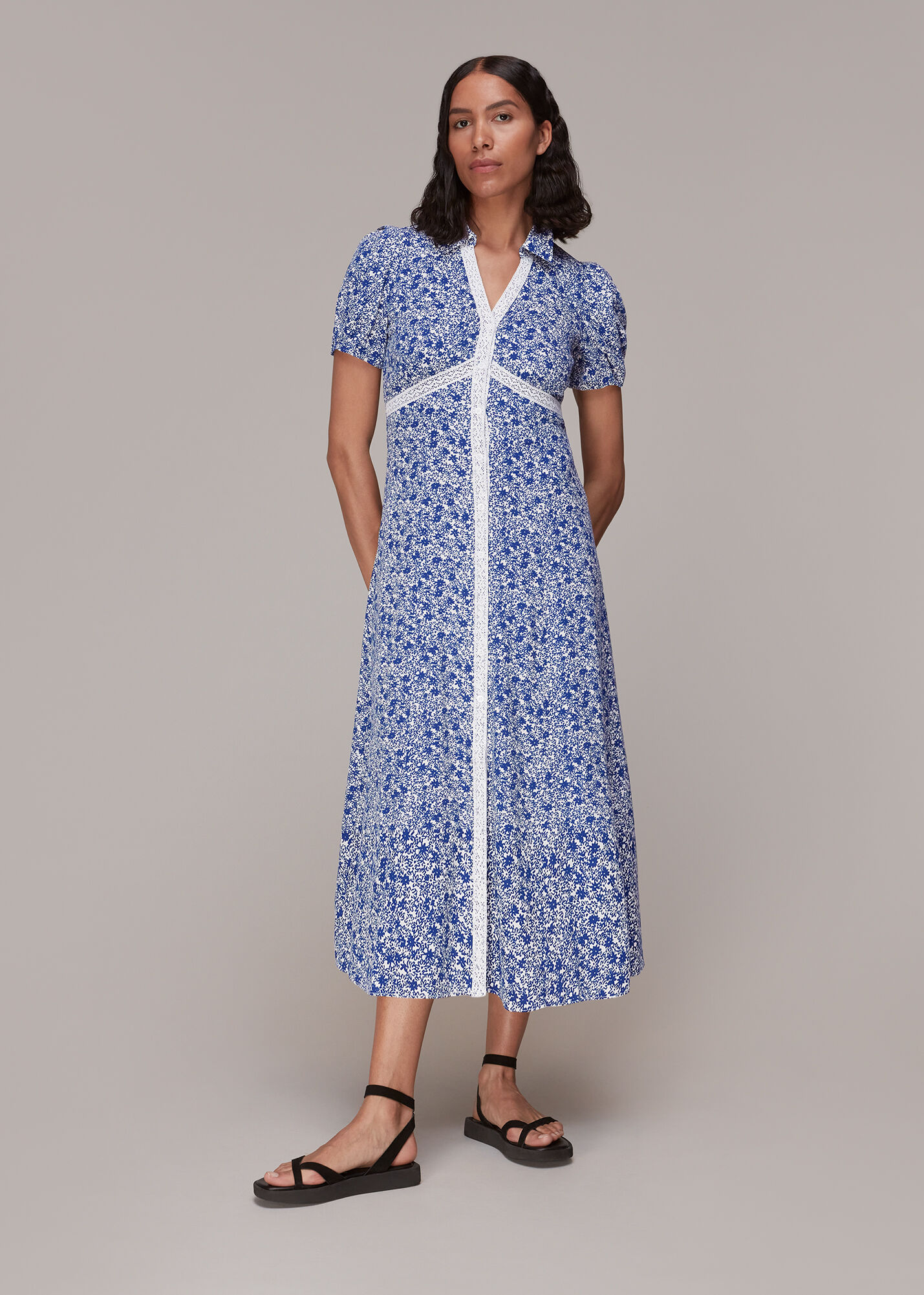 Whistles daisy outlet print midi dress