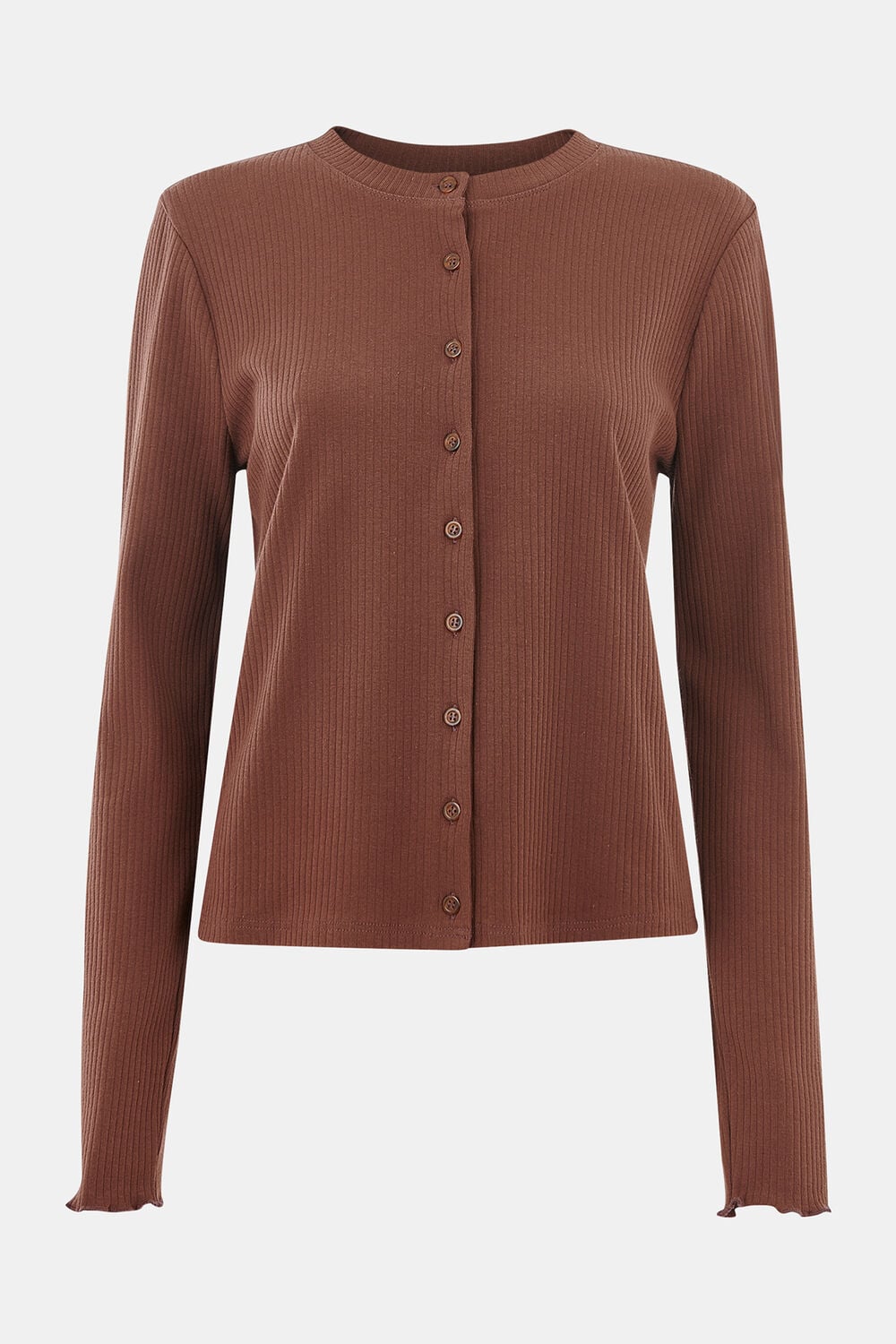 Ribbed Jersey Button Top