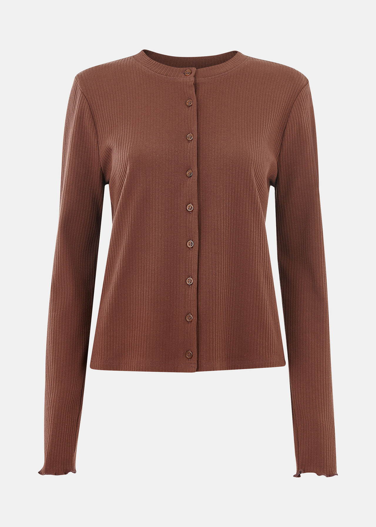 Ribbed Jersey Button Top