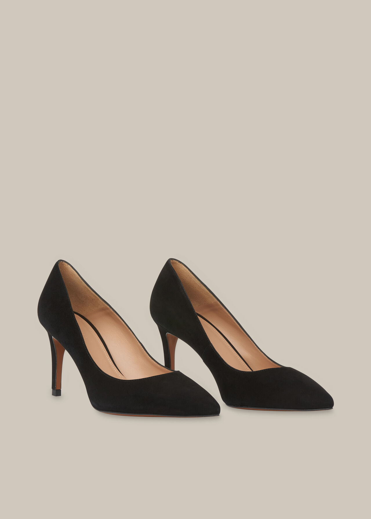 Black Cari Mid Suede Point Pump WHISTLES Whistles