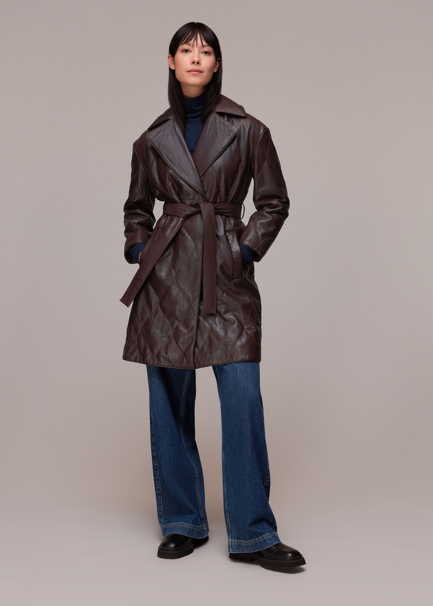 Leather 2025 belted jacket