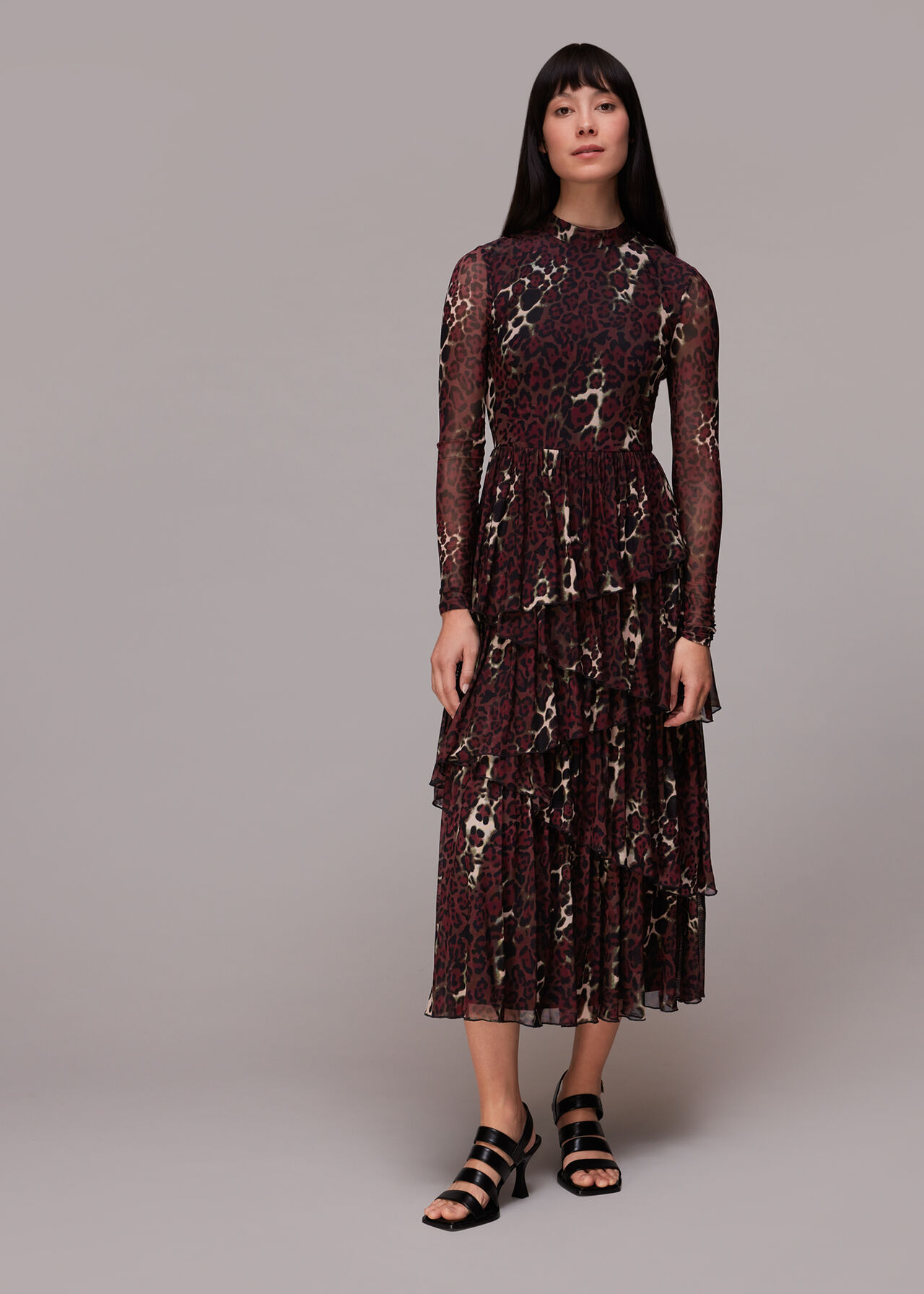 Night Cat Tiered Mesh Dress