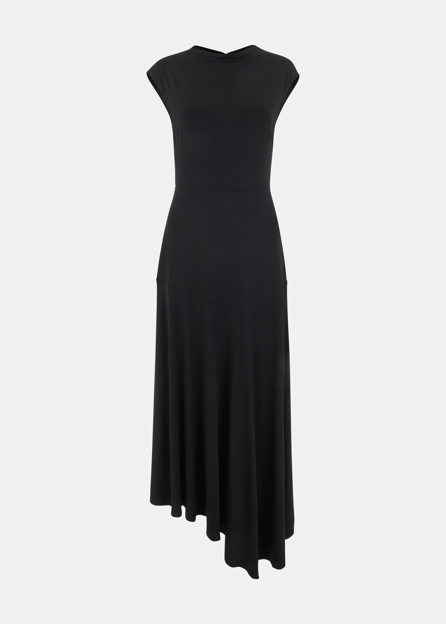 Black Iris Asymmetric Jersey Dress | WHISTLES | Whistles ROW |