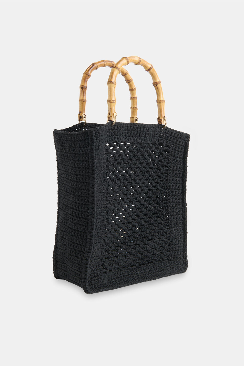 Bamboo Handle Crochet Mini Bag