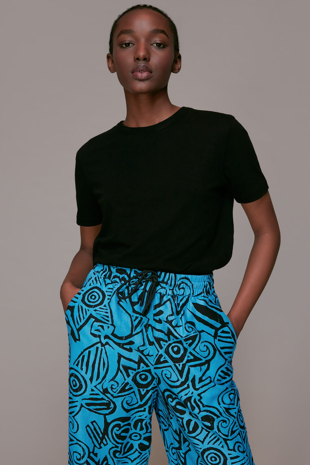Blue Starflower Print Trouser
