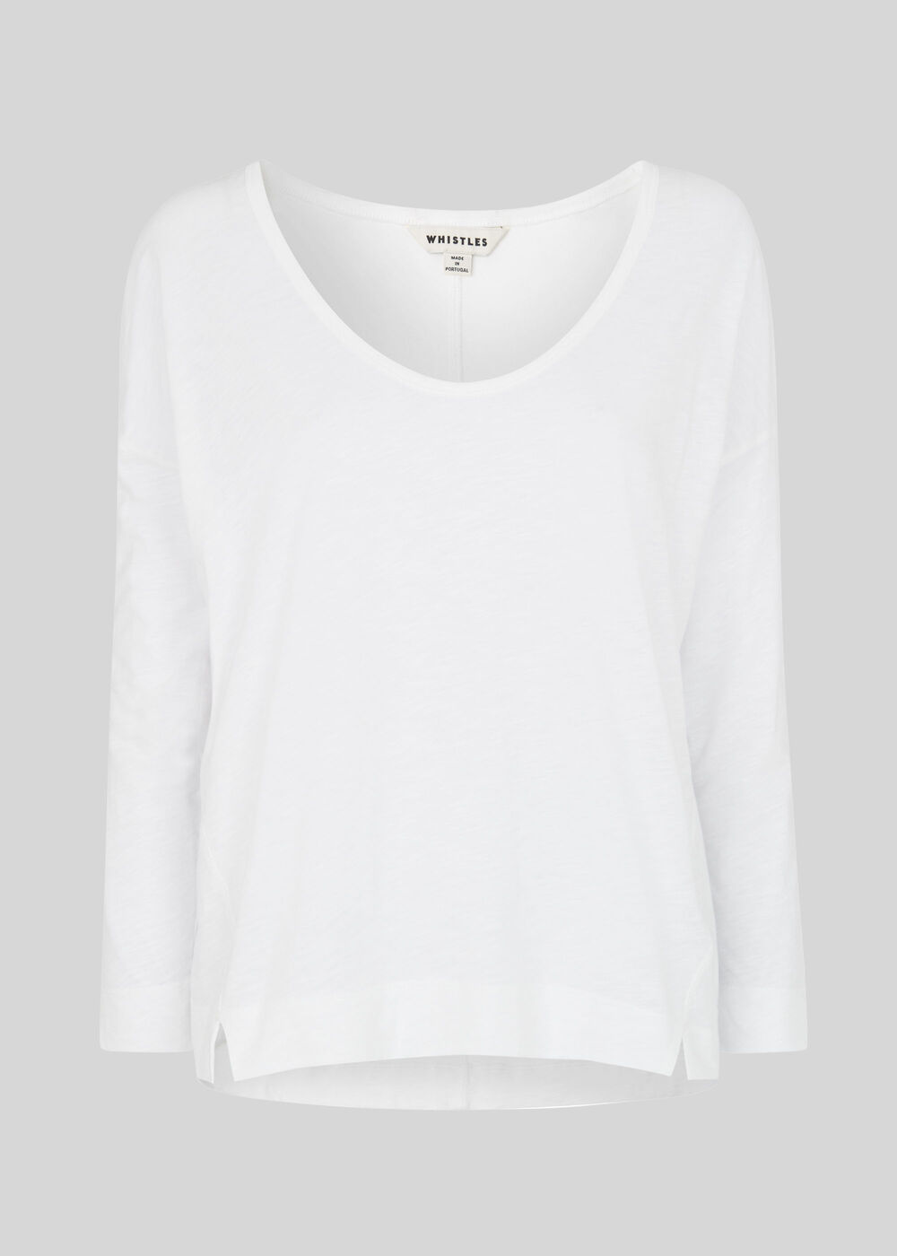 Cotton Scoop Neck Top White
