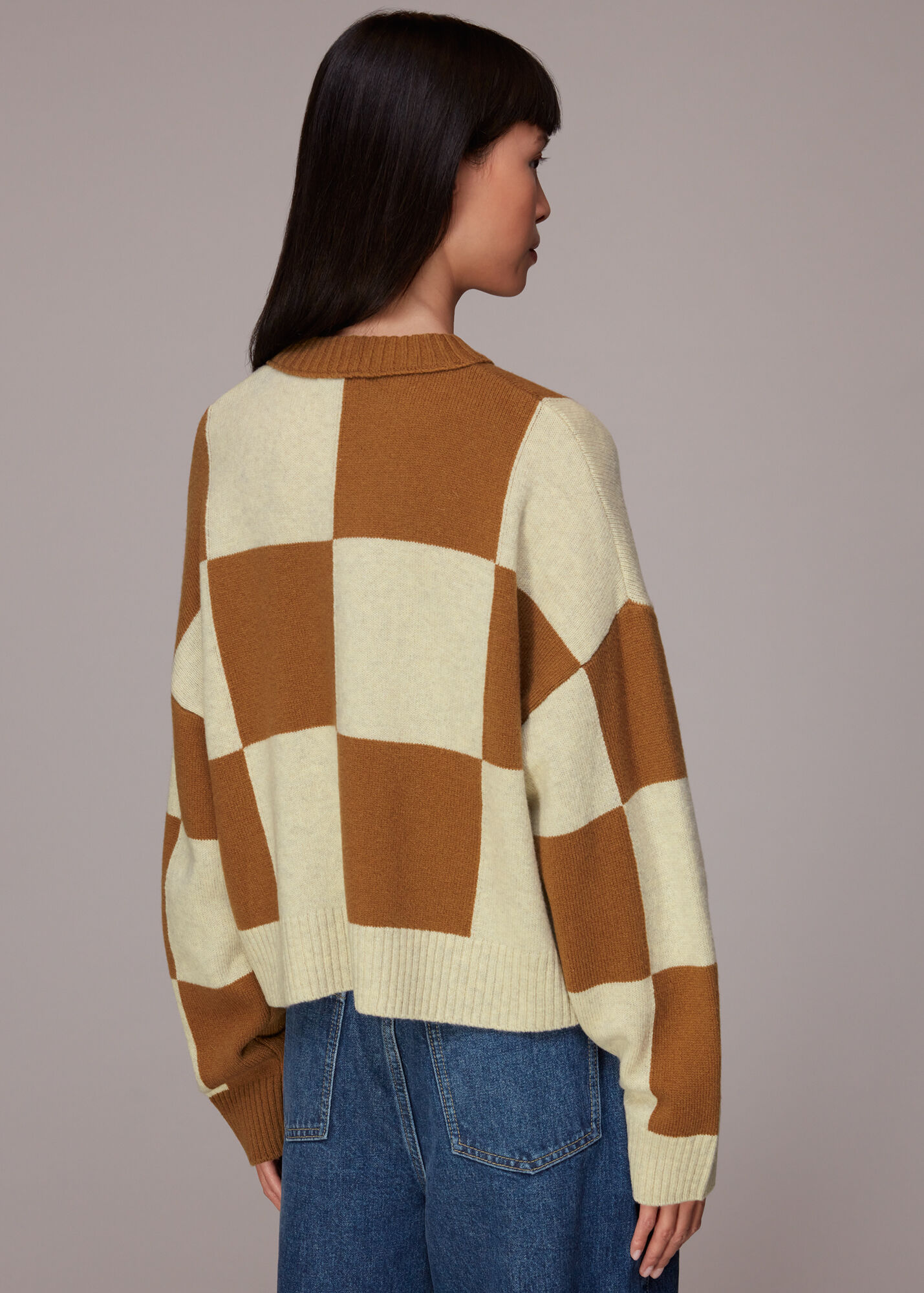 Neutral Check Wool Blend Jumper WHISTLES