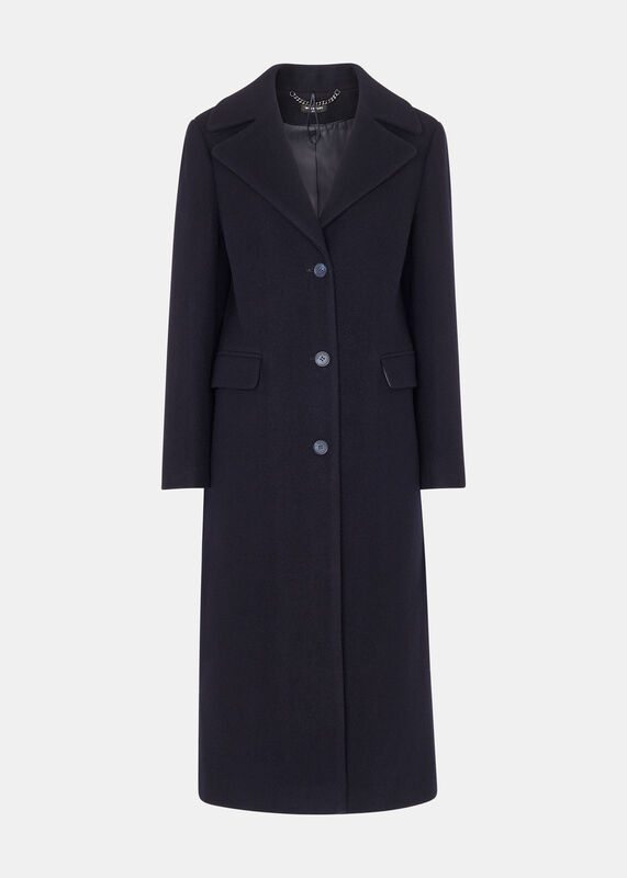 Navy Petite Amalia Longline Coat