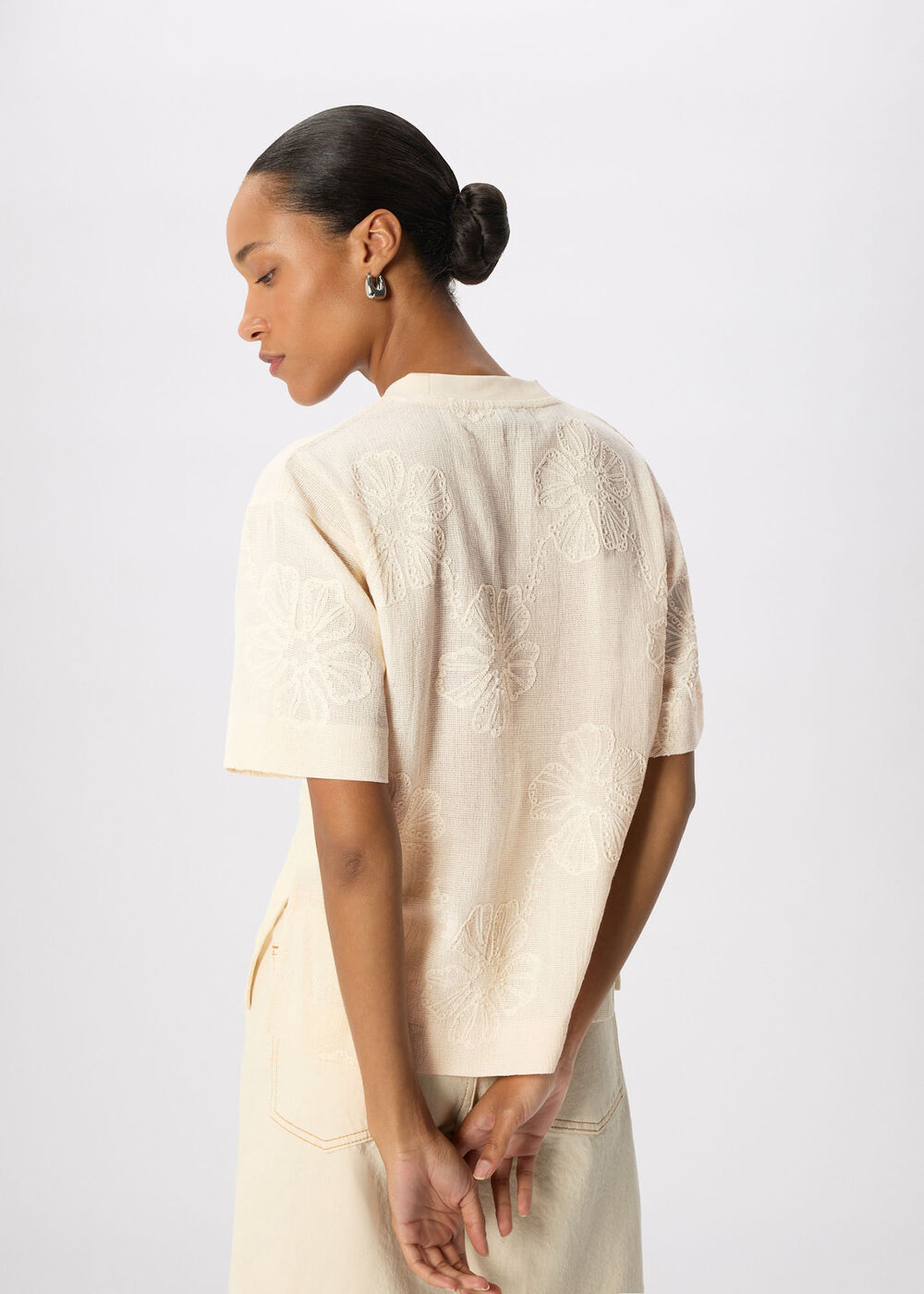 Textured Floral Jersey Top