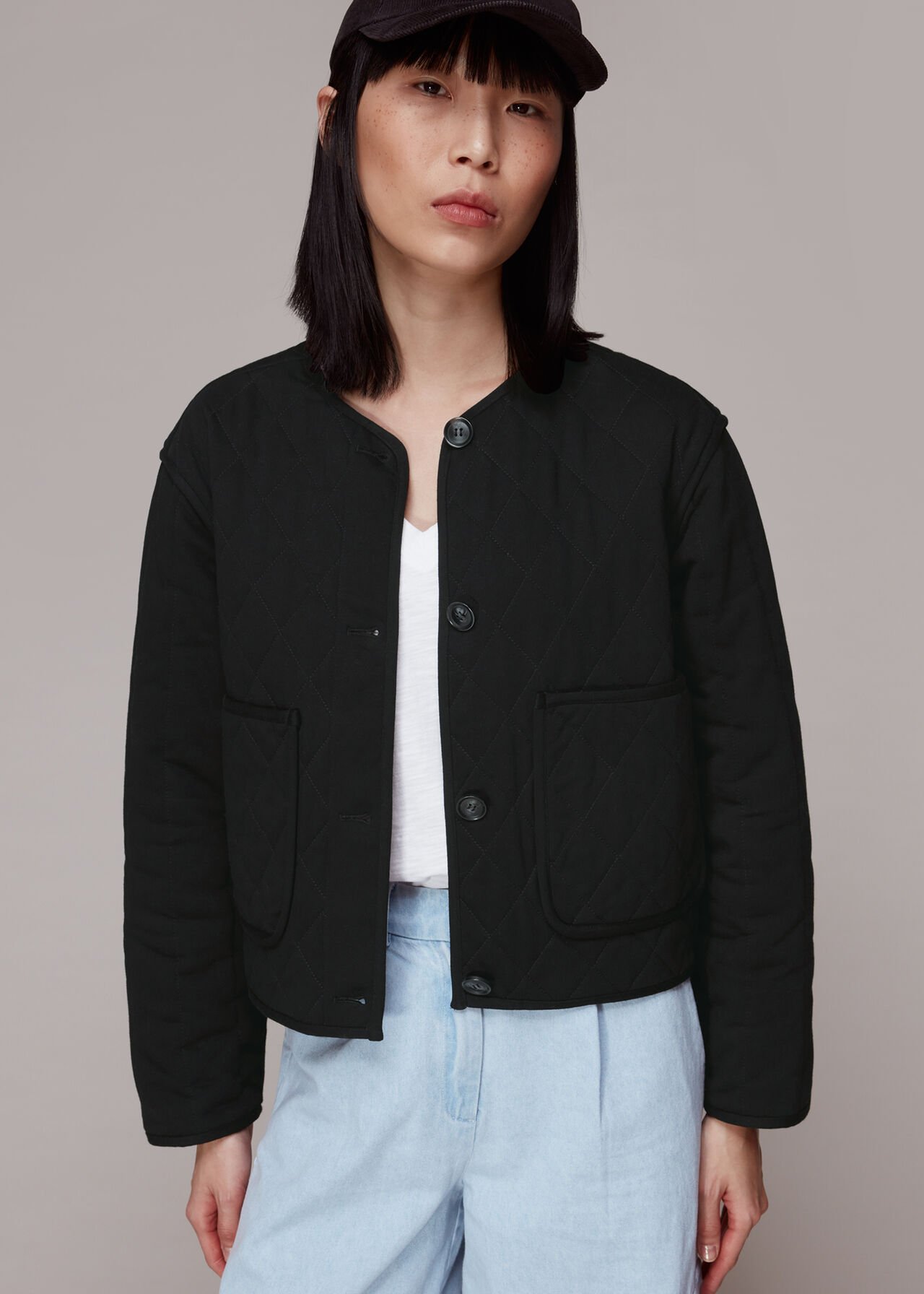 Black Cynthia Quilted Jacket | WHISTLES